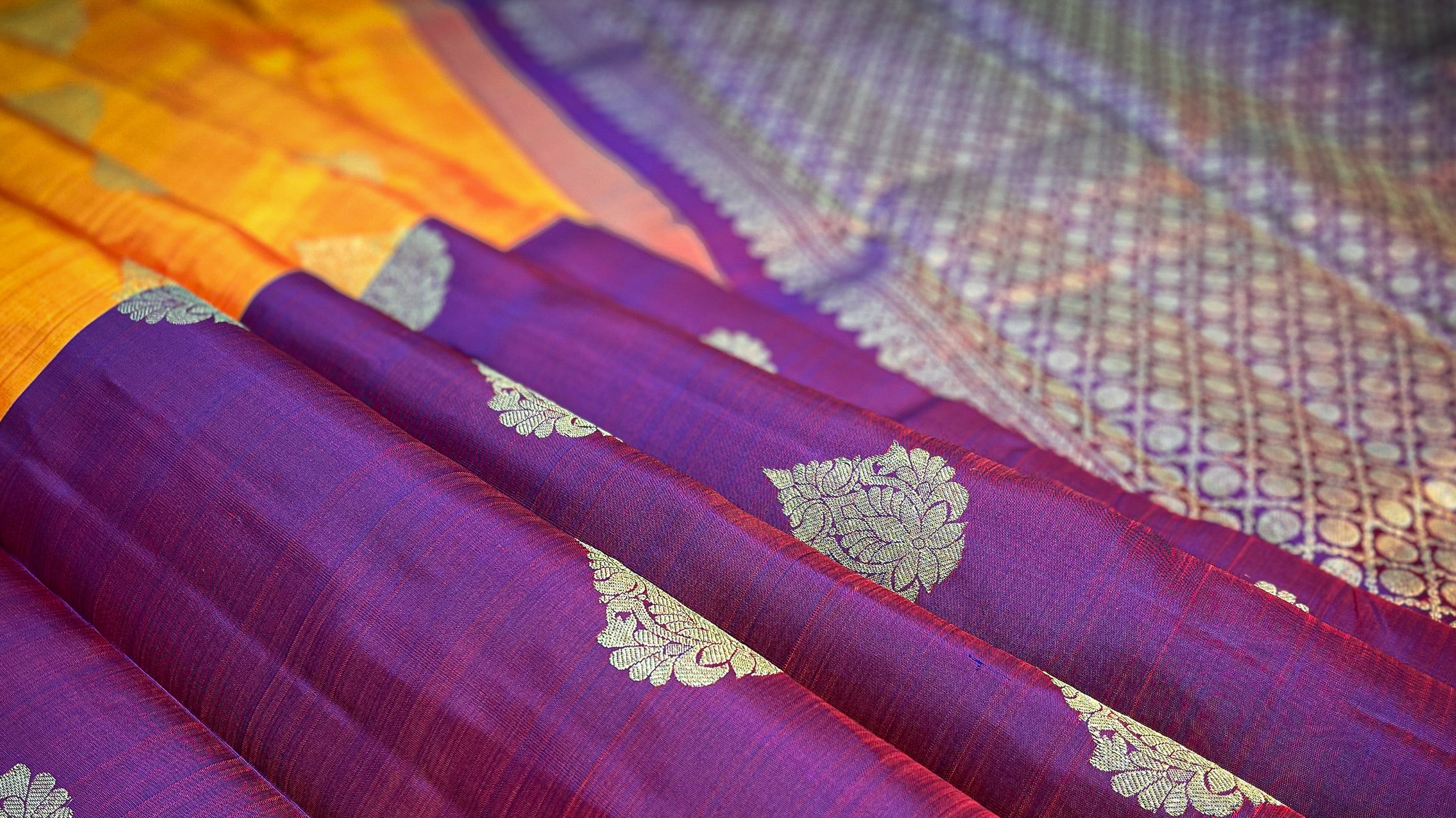 Half And Half Checked Silk Sarees