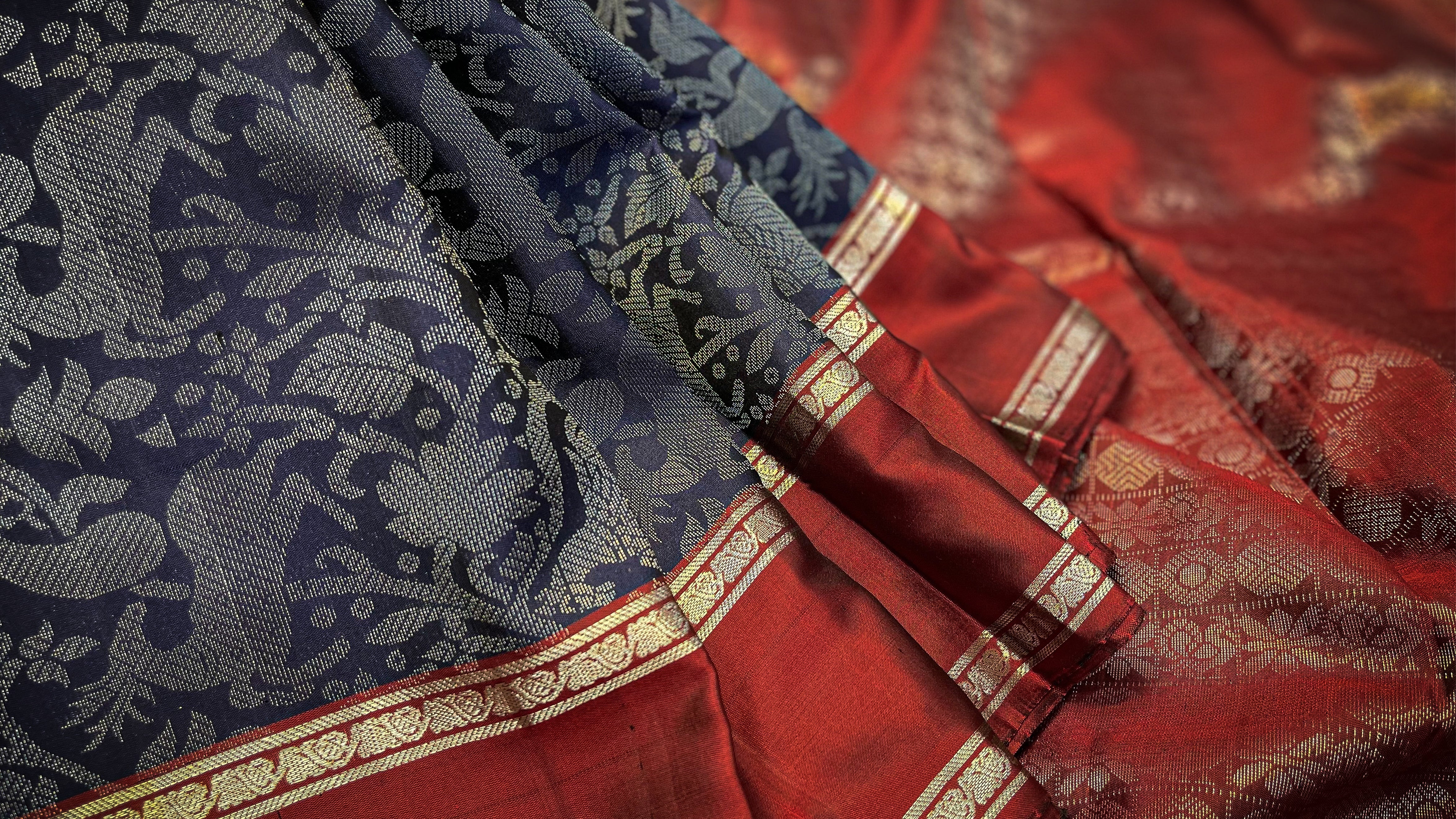 Silver and Copper Zari Sarees