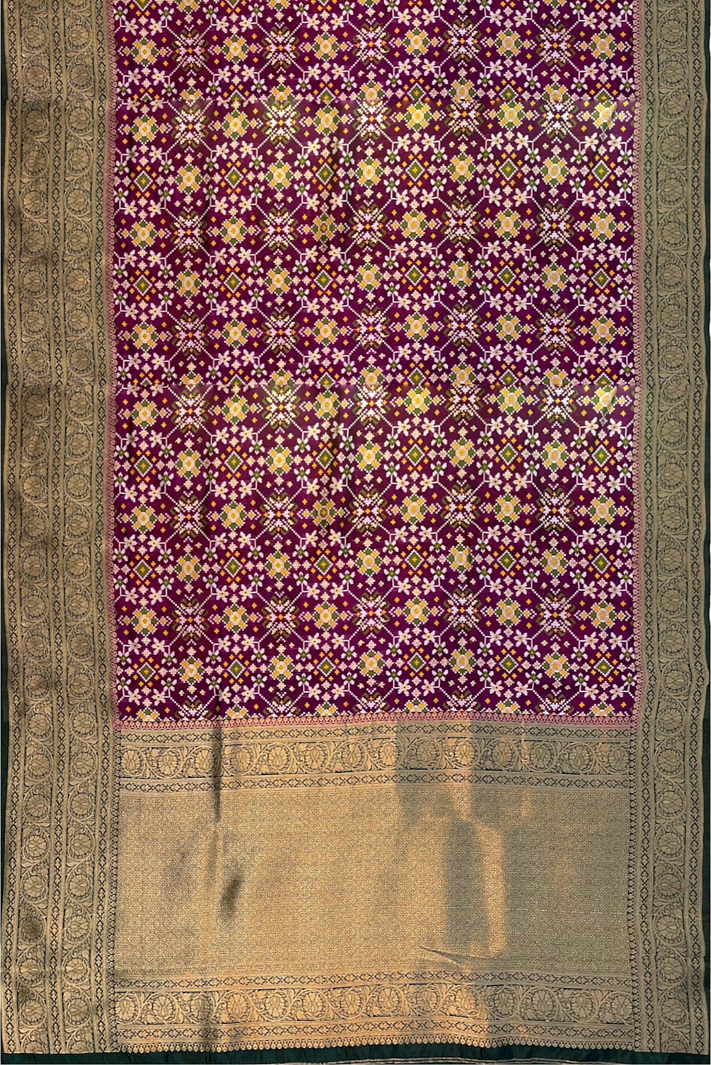 Purple Semi Banarasi Saree With Zari Buttas Pattern