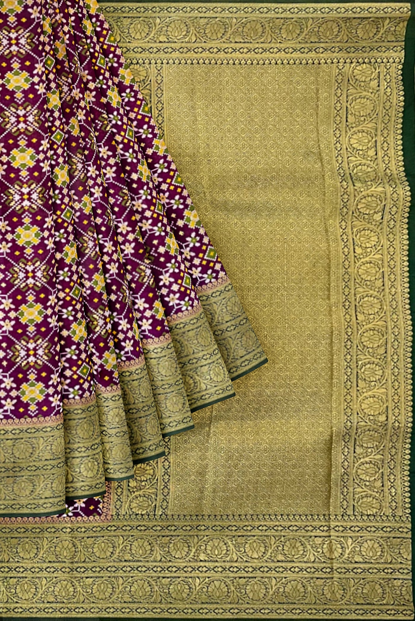Purple Semi Banarasi Saree With Zari Buttas Pattern