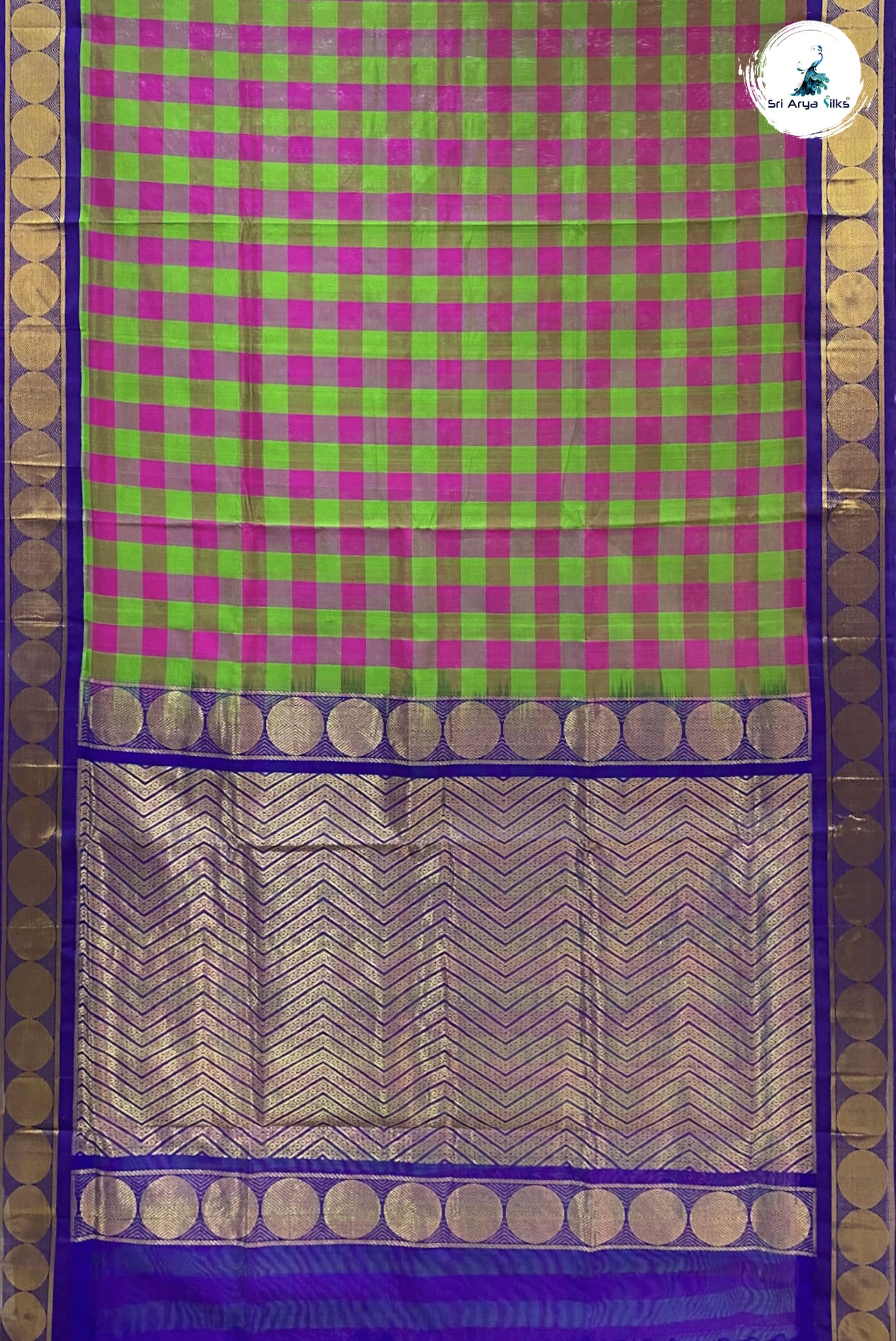 Multi Checked Saree With Checked Pattern