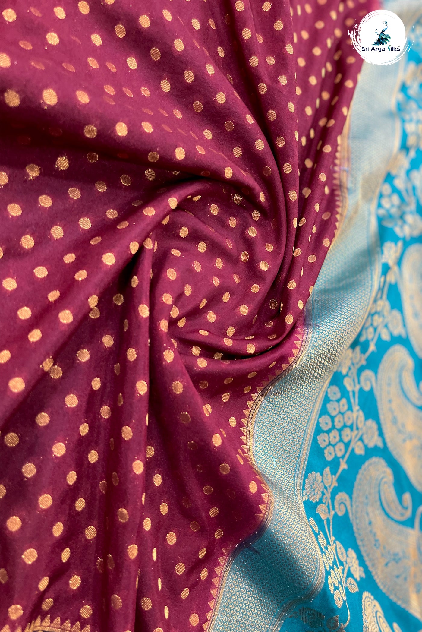 Maroon Semi Banarasi Saree With Zari Buttas Pattern