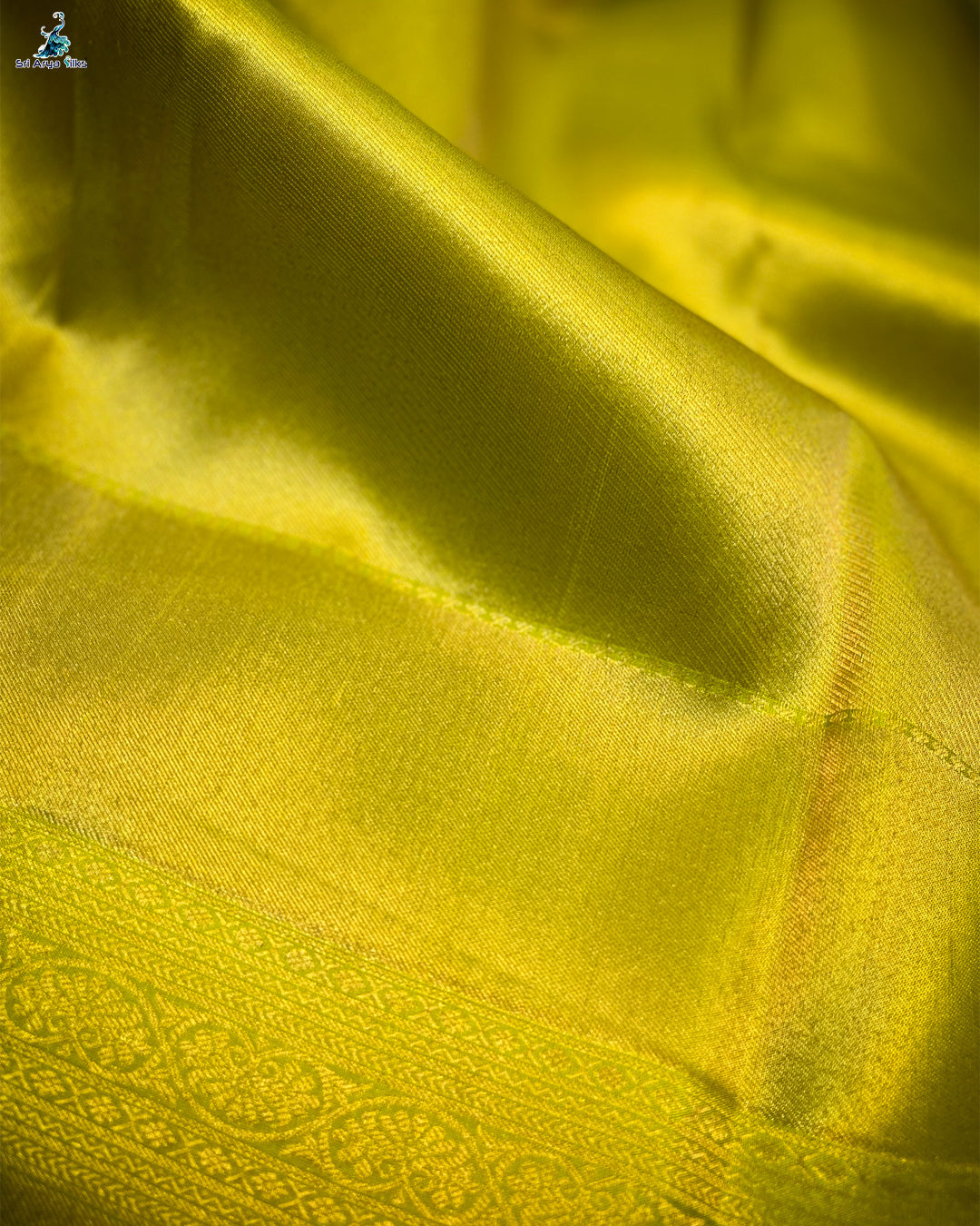 Lime Green Kanchivaram Brocade Silk Saree