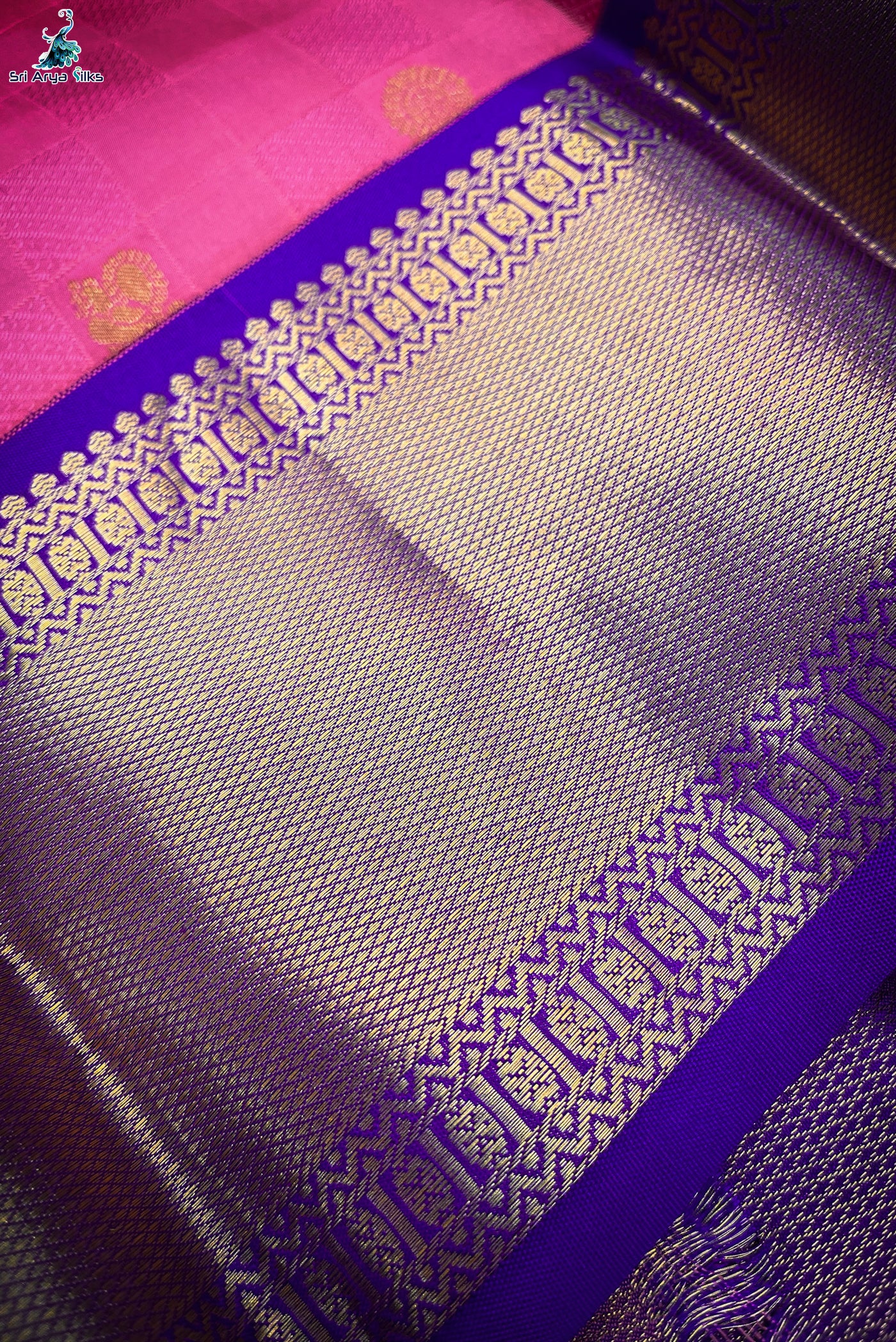 Peach & Violet Kanchivaram Traditional Silk Saree