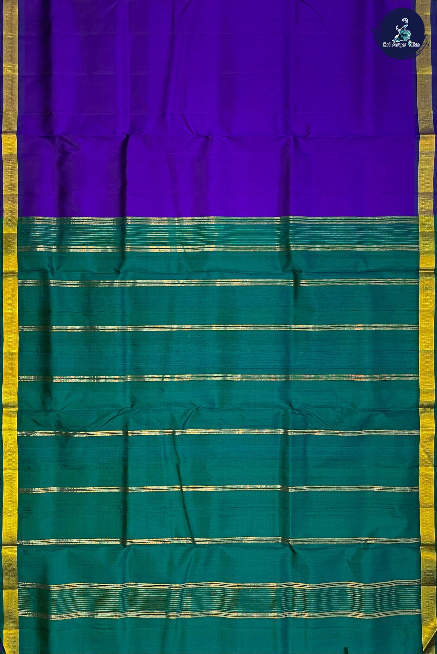 Violet Madisar 10 Yards Silk Saree With Plain Pattern