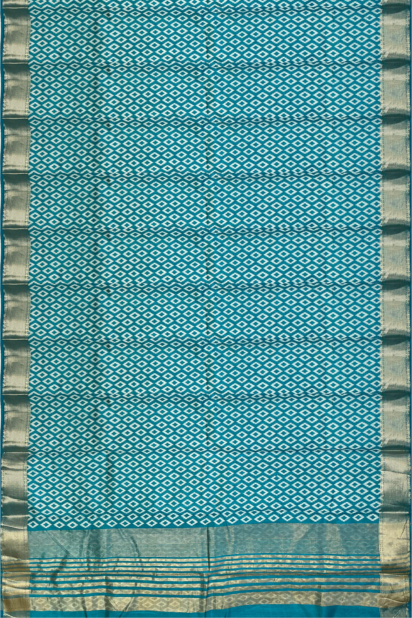 Turquoise Office Wear Saree With Patola Pattern
