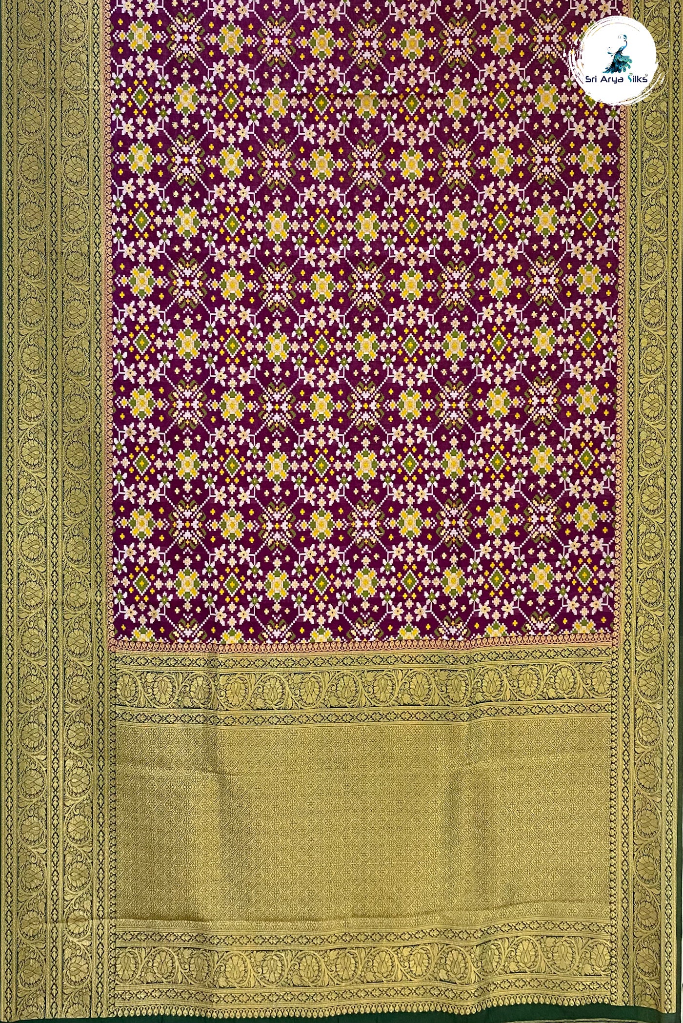 Purple Semi Banarasi Saree With Zari Buttas Pattern
