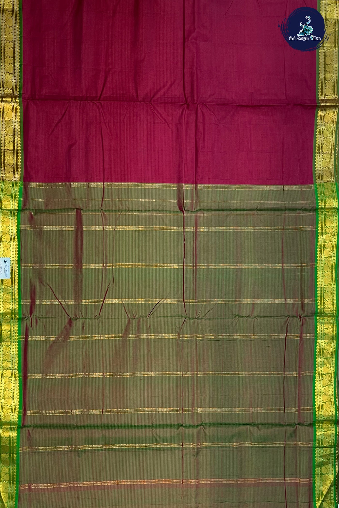 Maroon Madisar 10 Yards Silk Saree With Plain Pattern