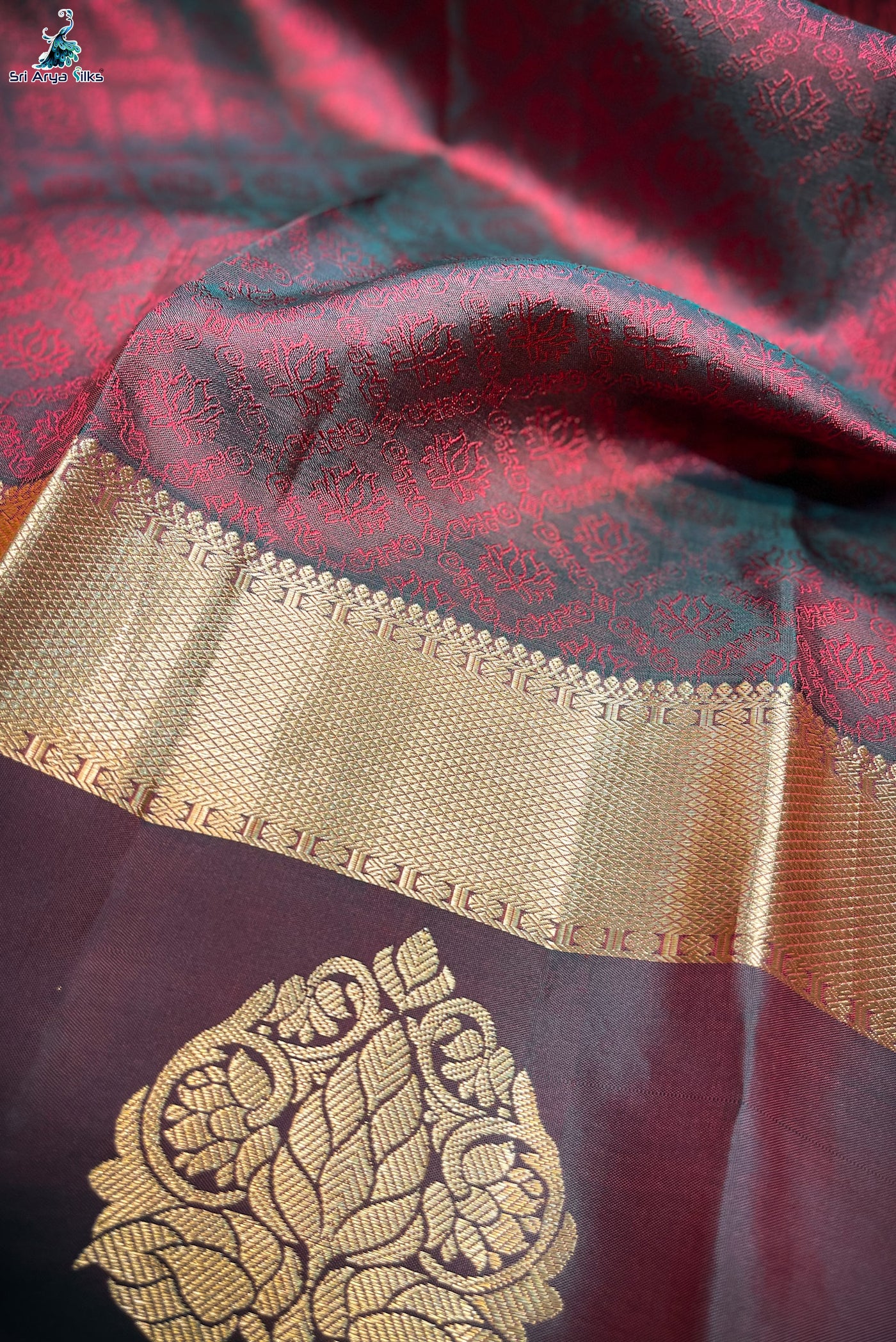 Chilli Red Embossed Silk Saree