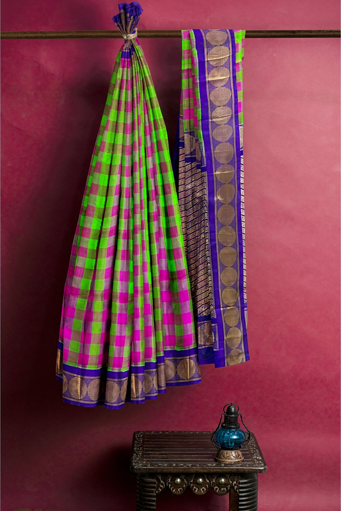Multi Checked Saree With Checked Pattern