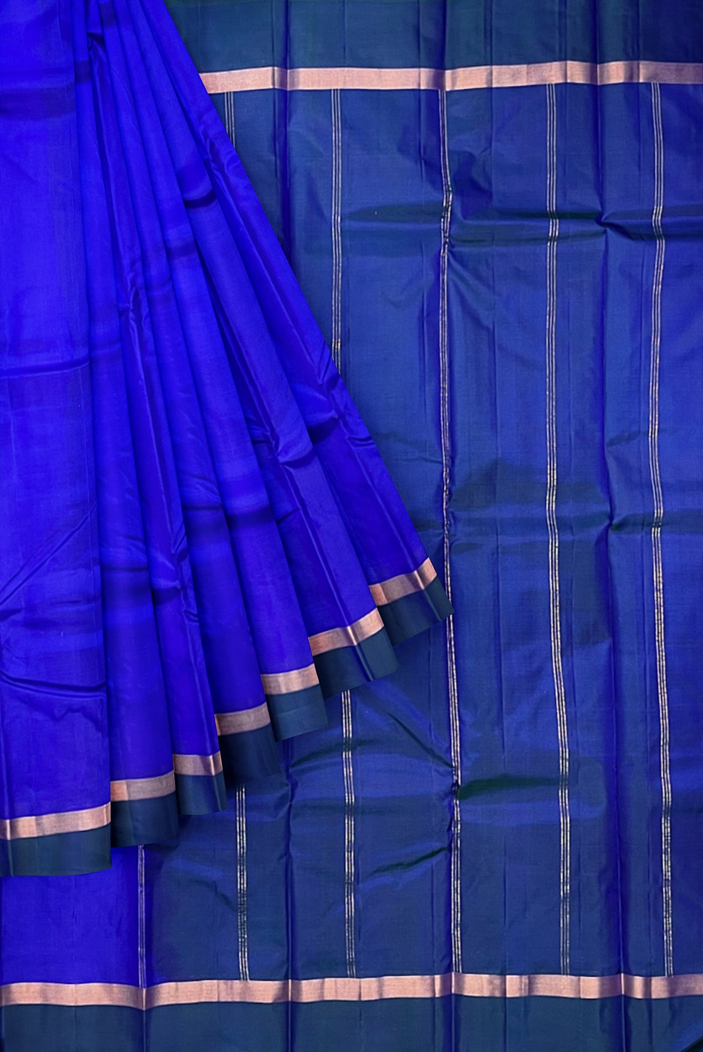 MS Blue Light Weight Silk Saree With Plain Pattern