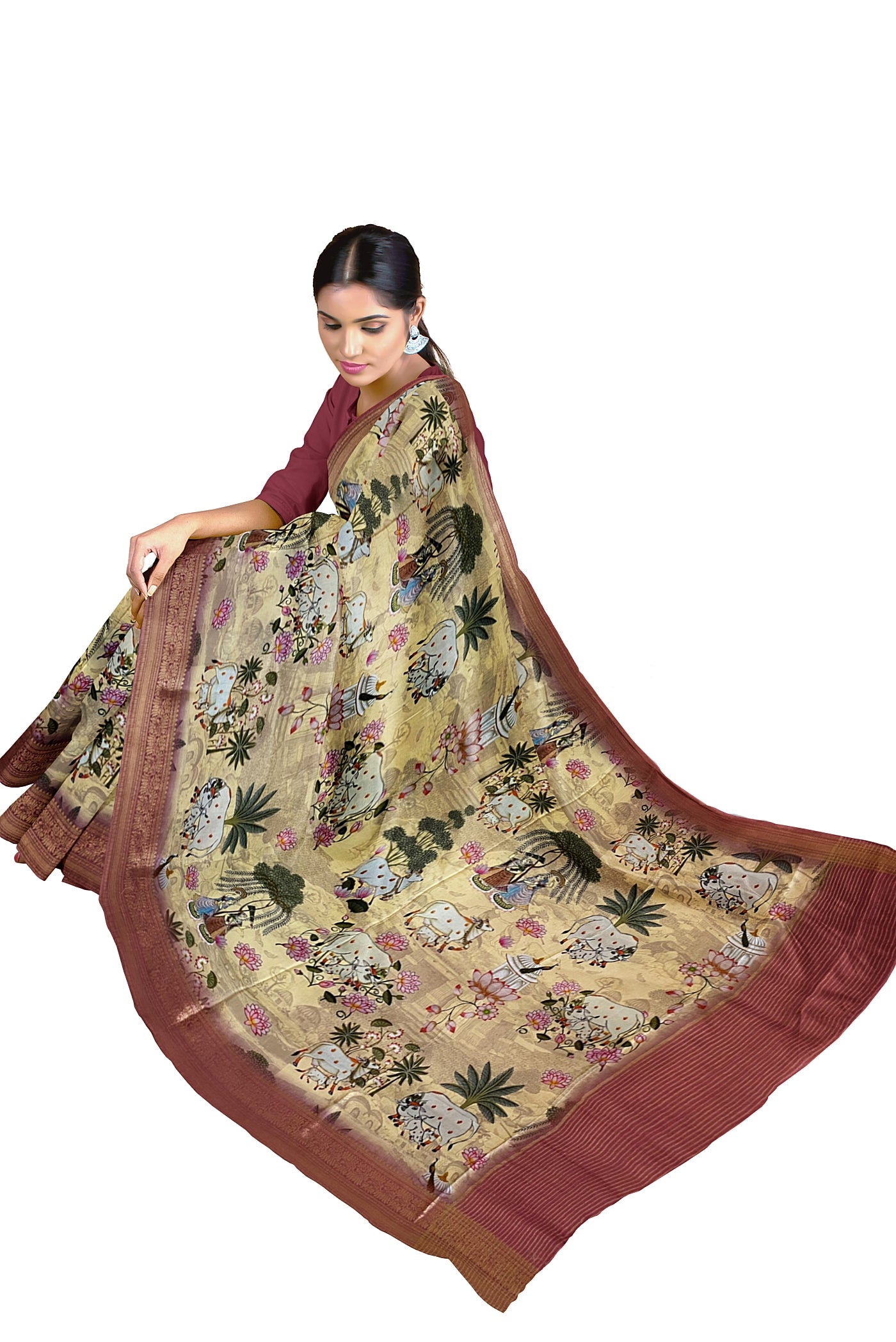 Peach and Baby pink Semi Dola saree