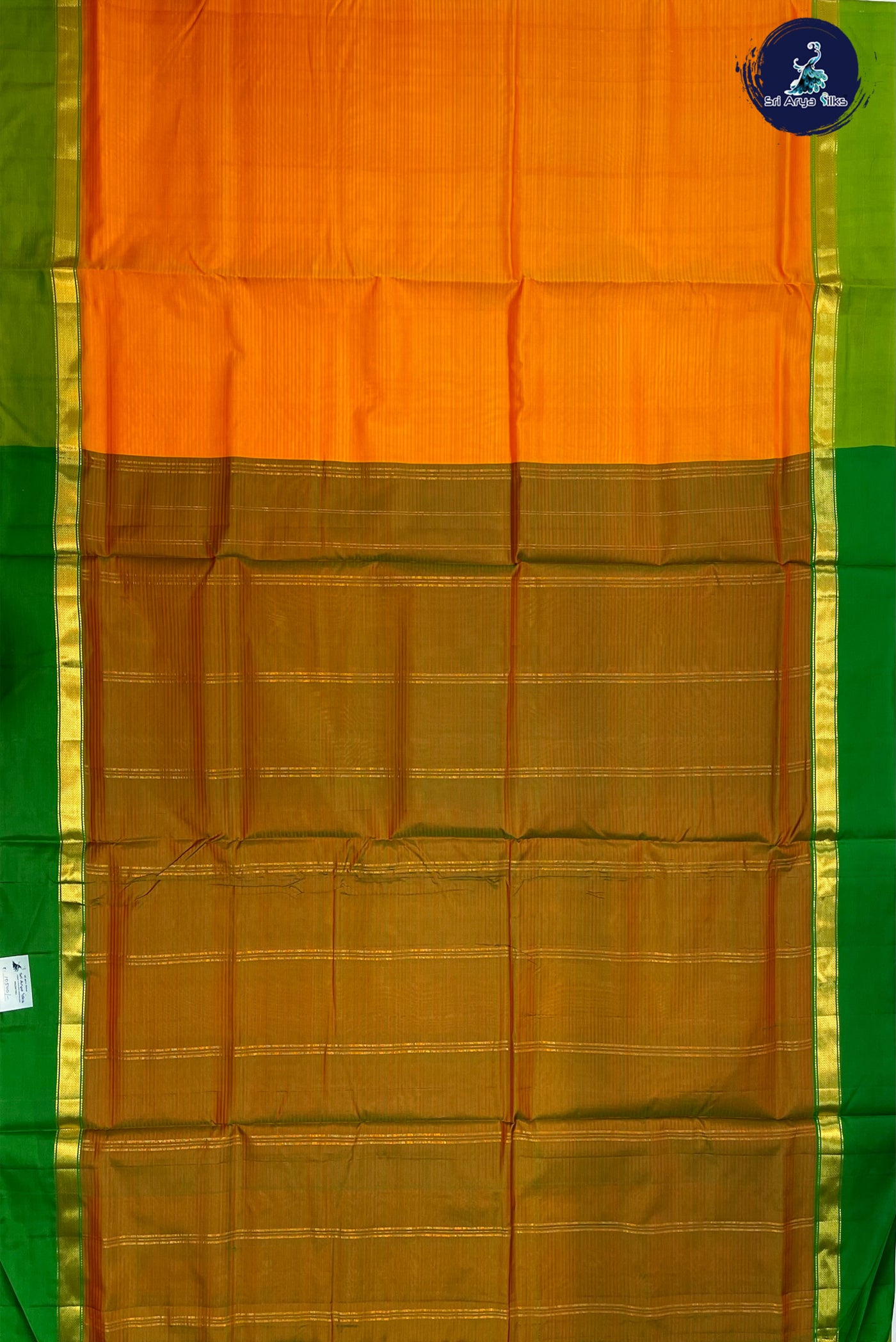Golden Mustard Madisar 10 Yards Silk Saree With Plain Pattern