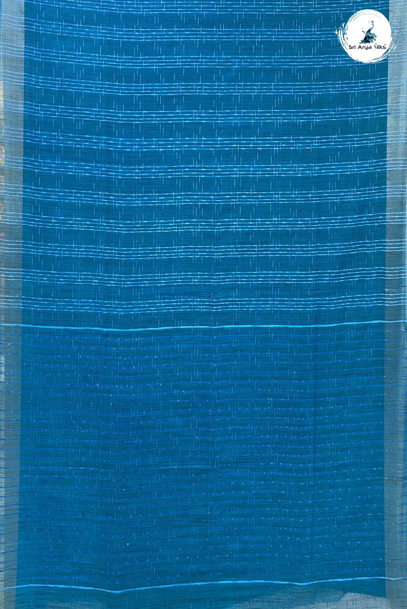 Blue Linen Saree With Checked Pattern