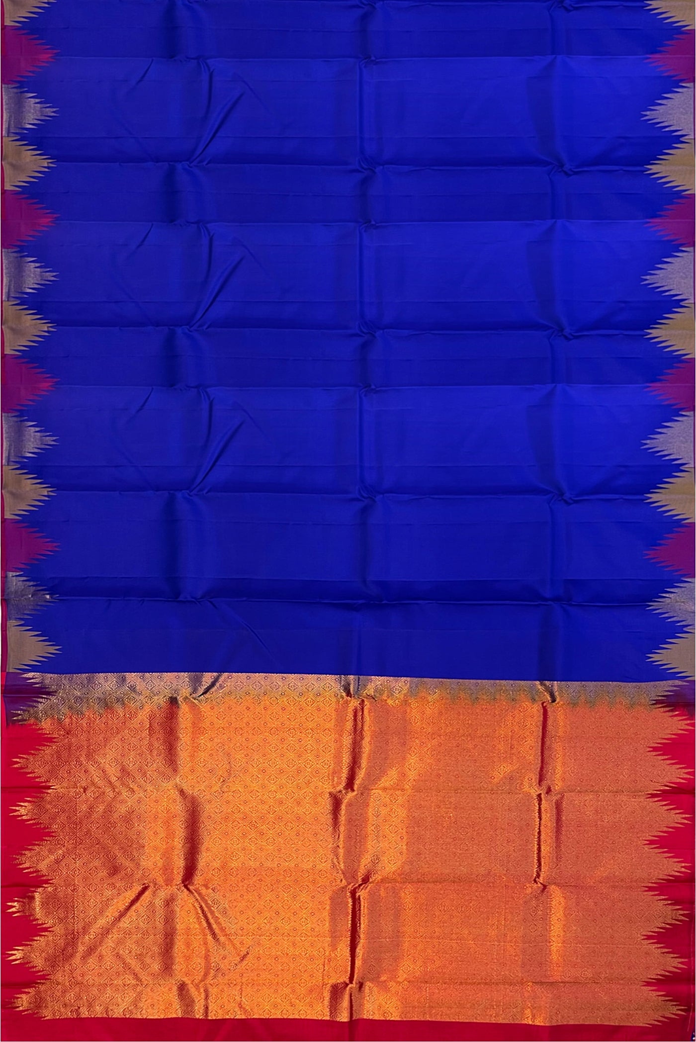 MS Blue Light Weight Silk Saree With Plain Pattern