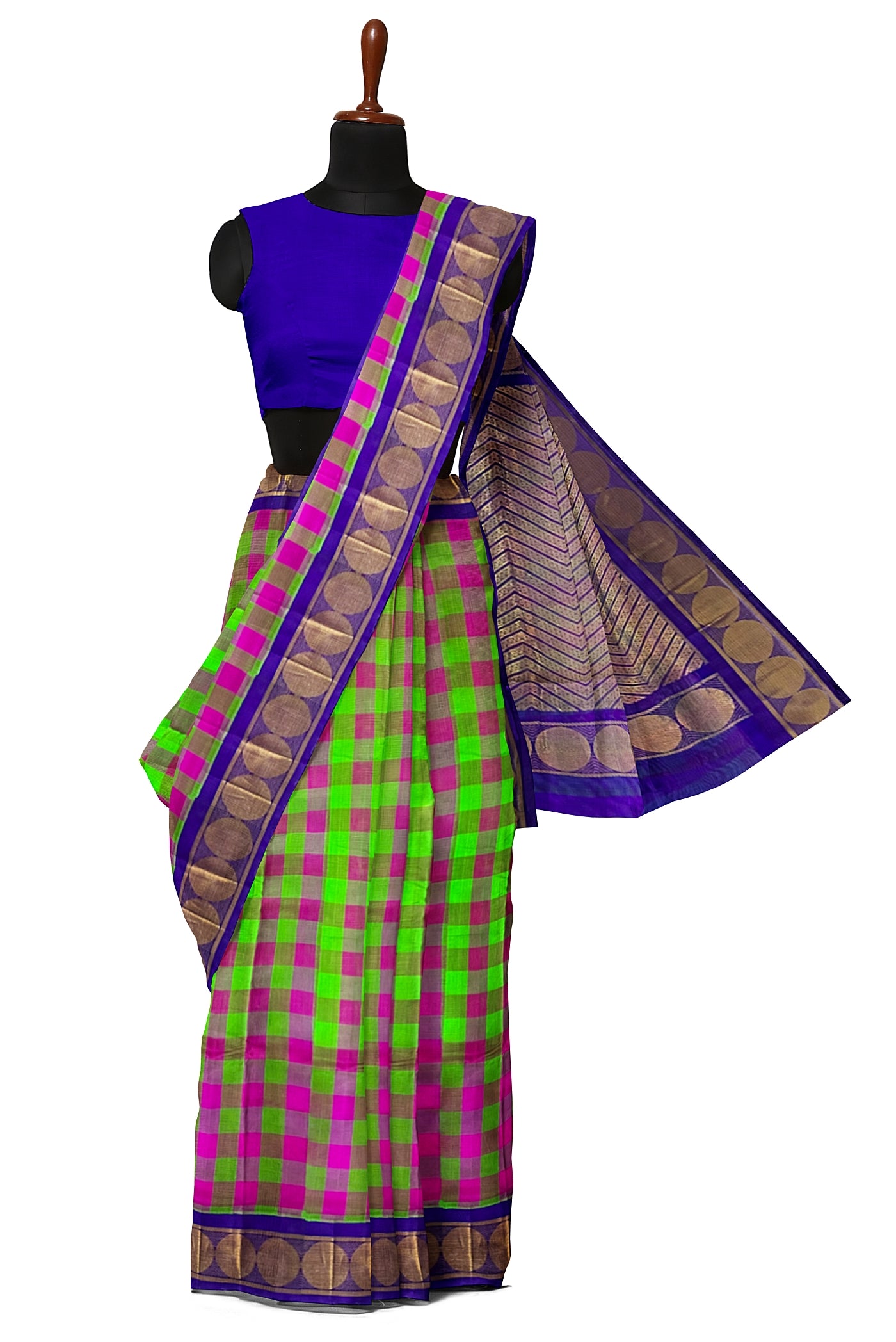 Multi Checked Saree With Checked Pattern