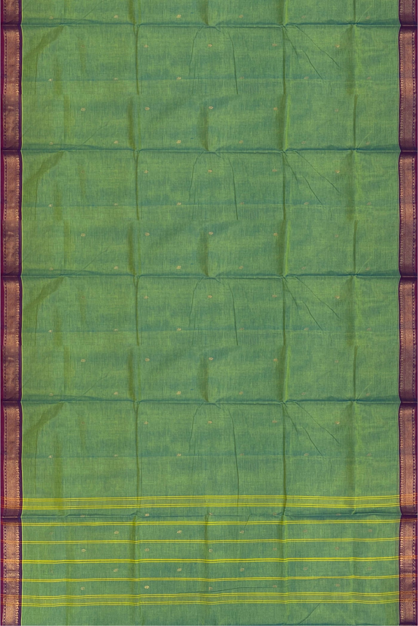 Pastel Green Cotton Saree With Zari Buttas Pattern