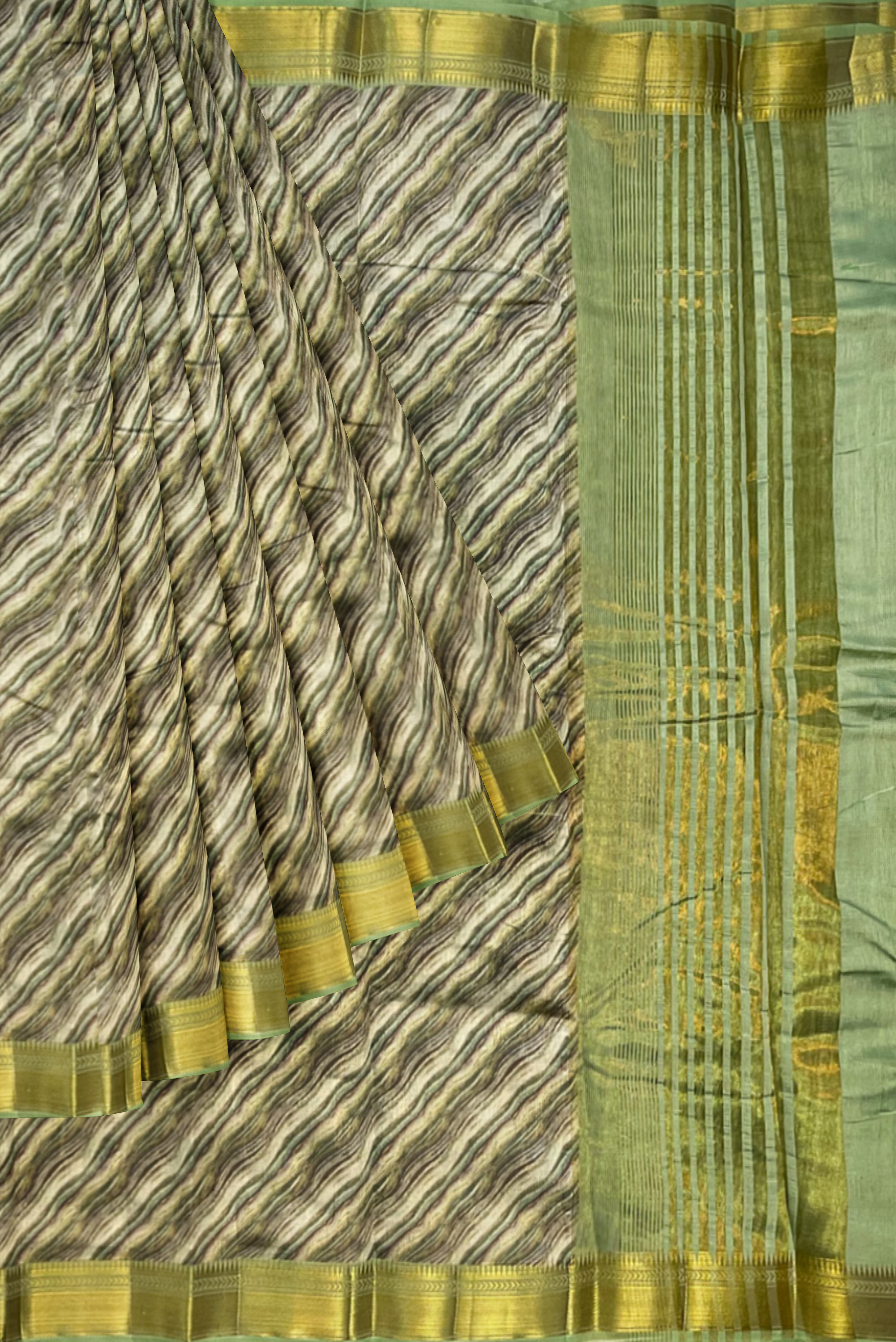 Light Green Office Wear Saree With Floral Pattern