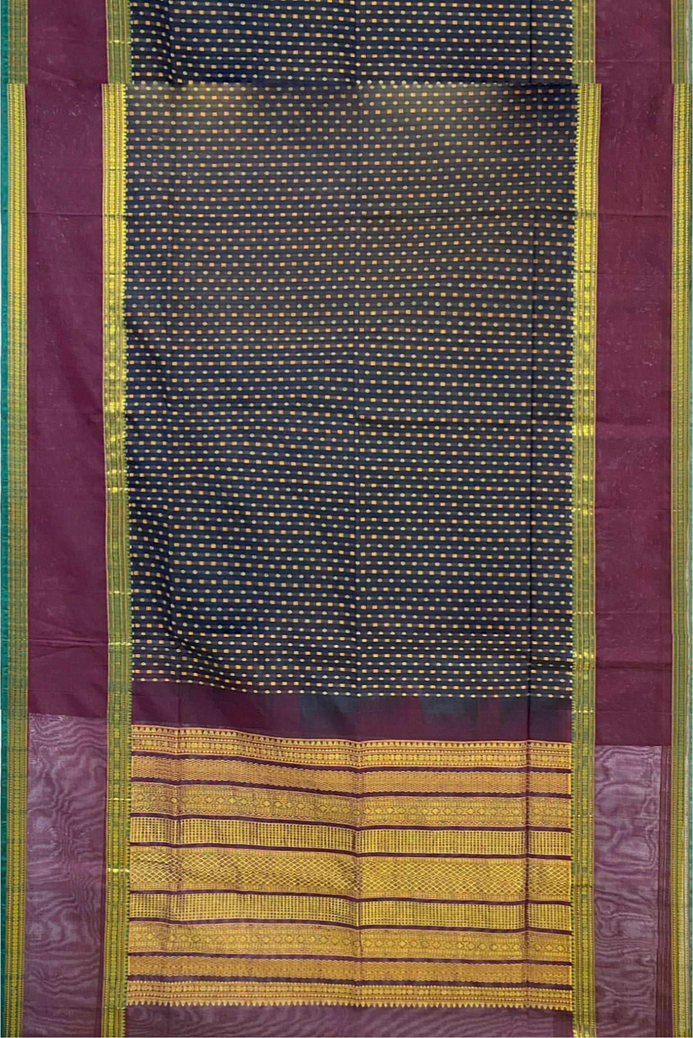 Black Silk Cotton Saree With Meenakari Work Pattern