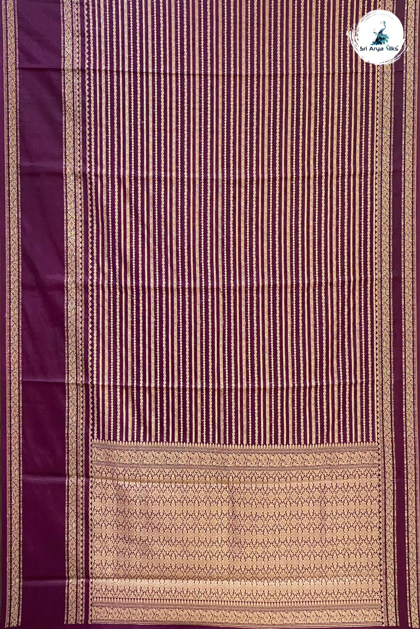 Grape Wine Georgette Banarasi Saree With Zari Checked Pattern