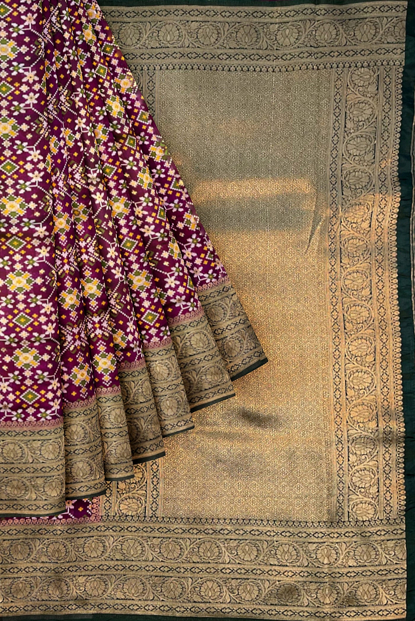 Purple Semi Banarasi Saree With Zari Buttas Pattern