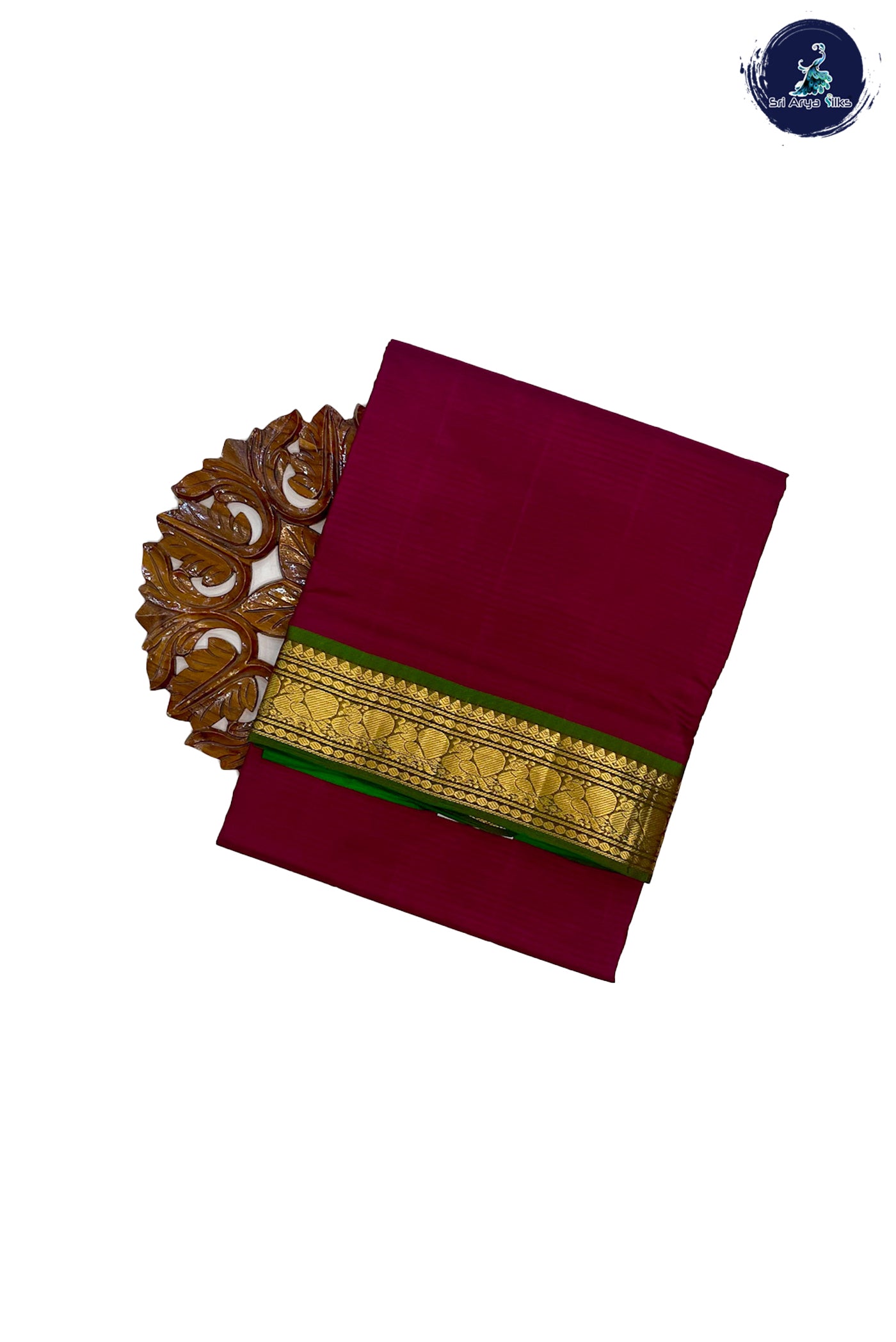 Maroon Madisar 10 Yards Silk Saree With Plain Pattern