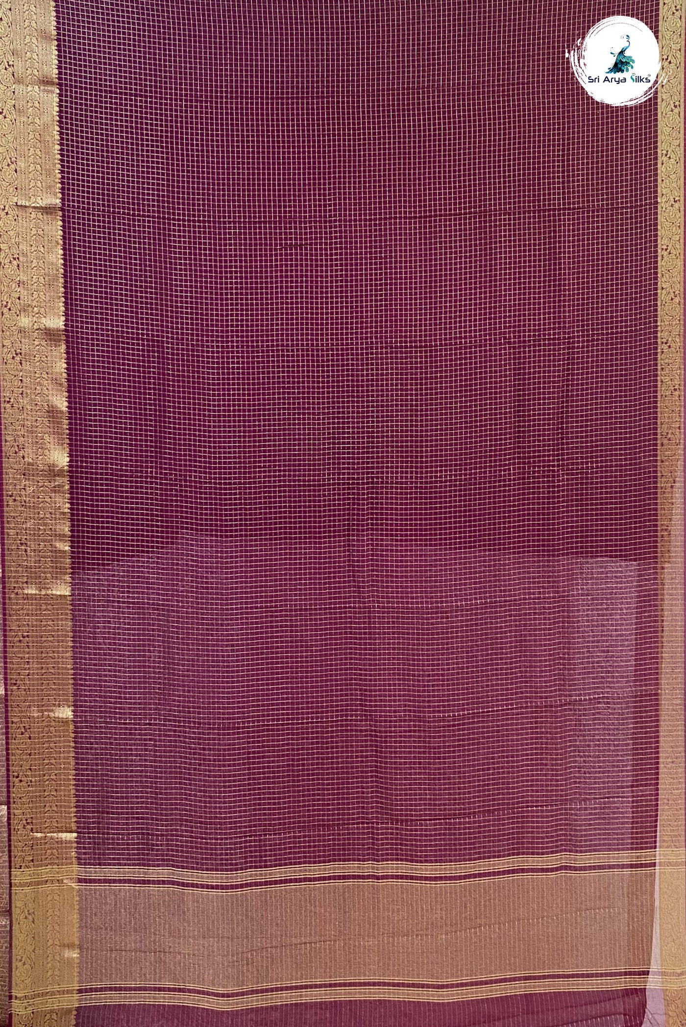 Maroon Georgette Banarasi Saree With Zari Checked Pattern