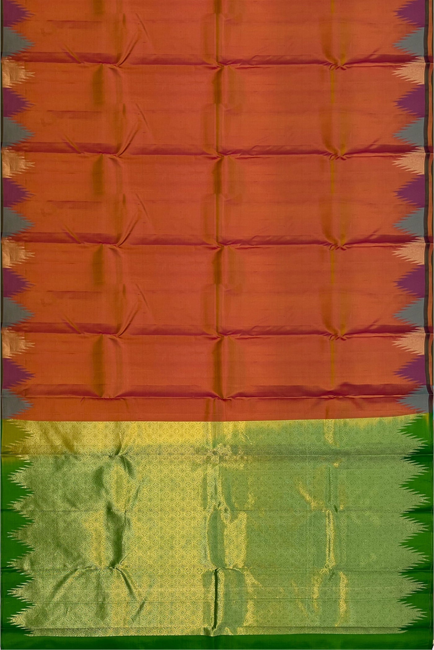Lite Mustard Orange Light Weight Silk Saree With Plain Pattern