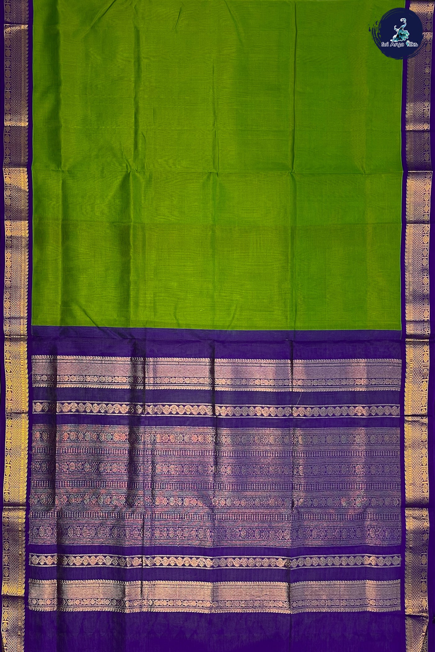 Light Green Vaira Oosi Saree With Vaira Oosi Pattern