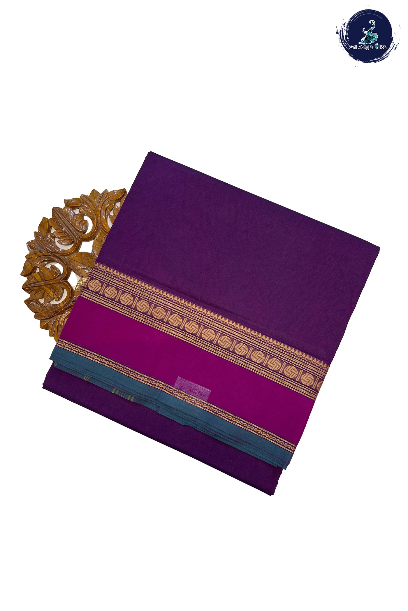 Magenta Purple Madisar Cotton Saree With Plain Pattern