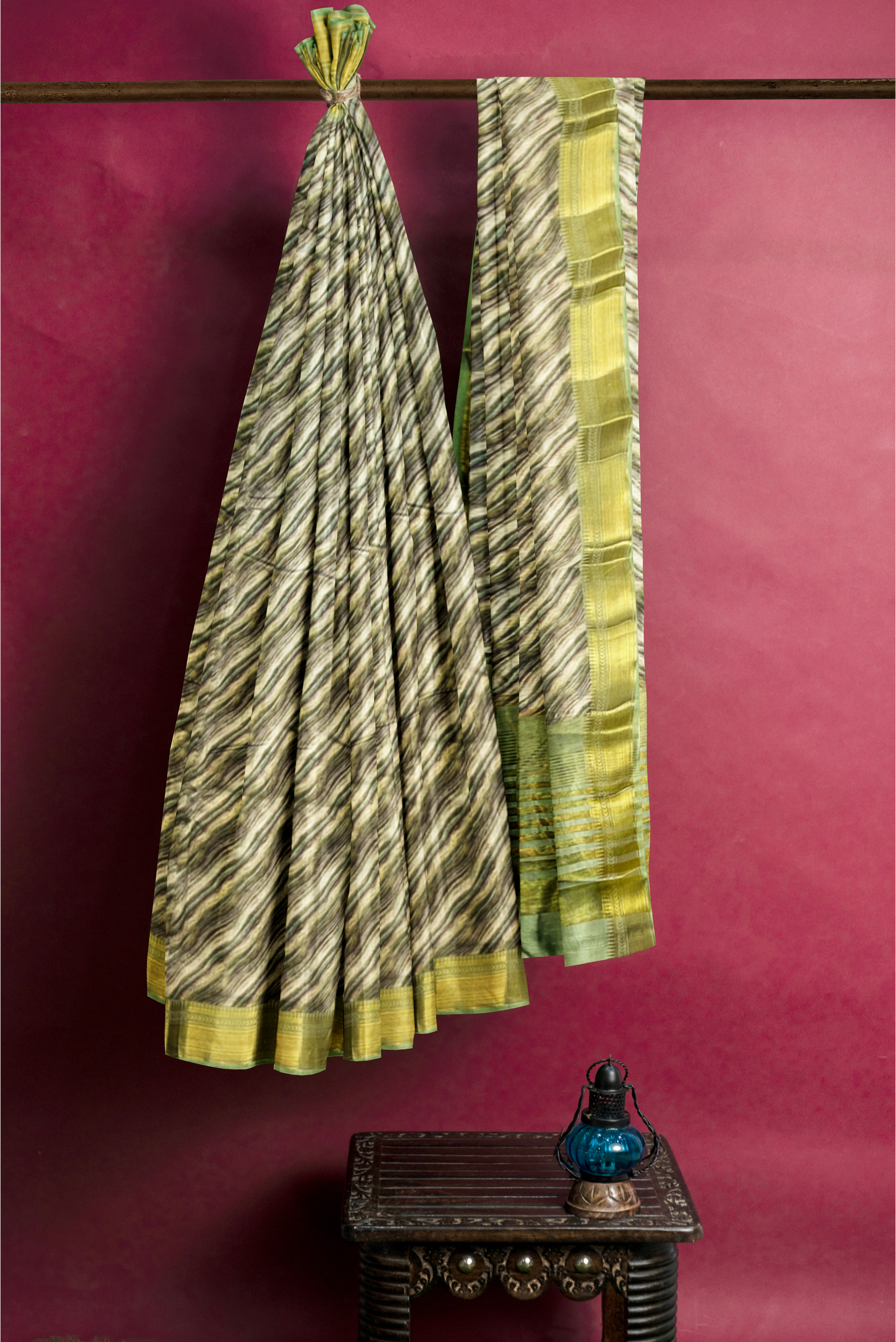 Light Green Office Wear Saree With Floral Pattern
