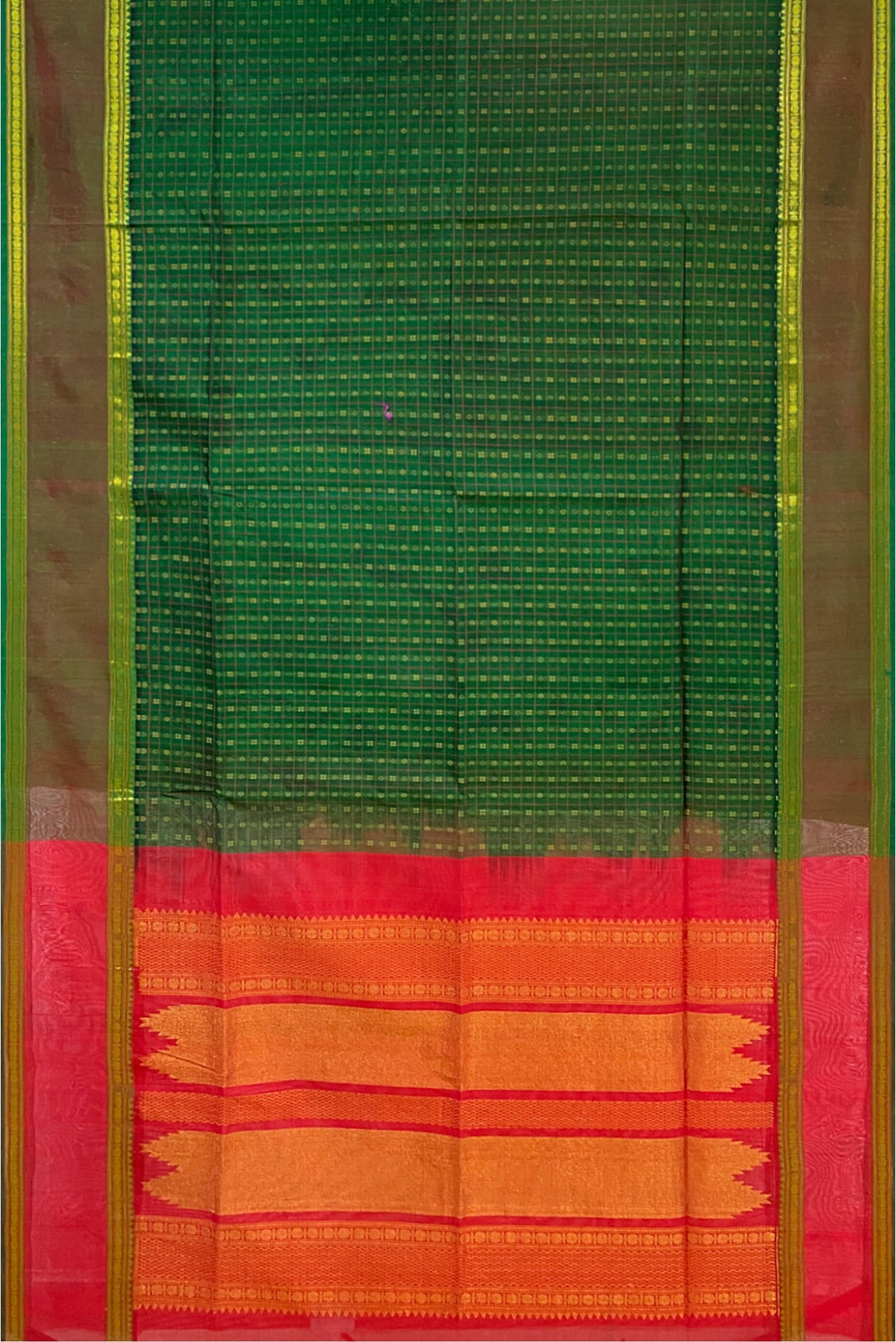 Green Silk Cotton Saree With Meenakari Work Pattern