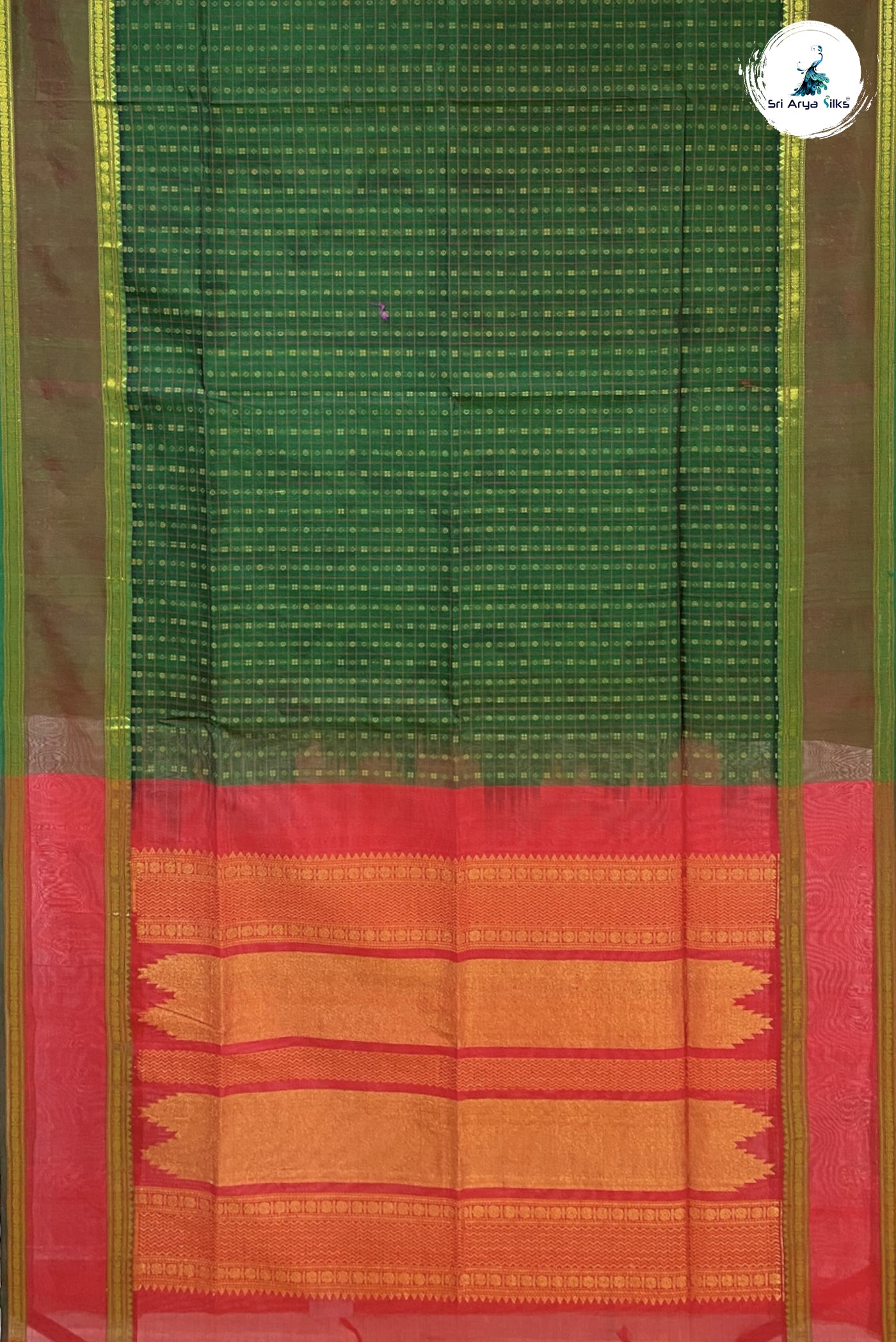 Green Silk Cotton Saree With Meenakari Work Pattern