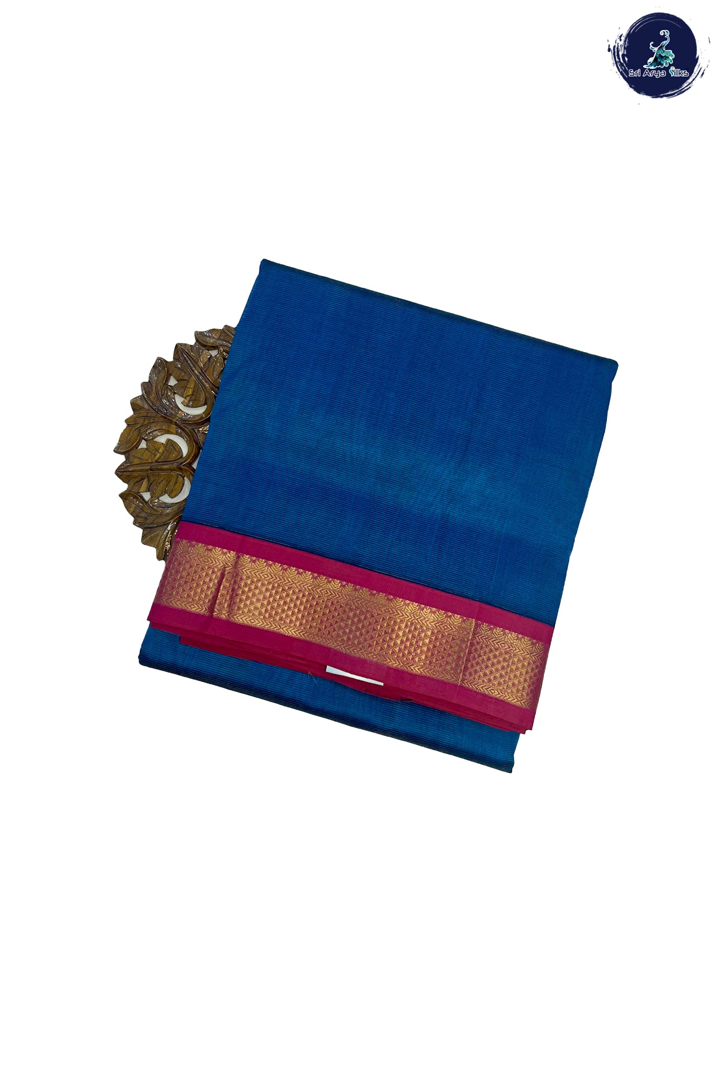 Sapphire Blue Vaira Oosi Saree With Vaira Oosi Pattern