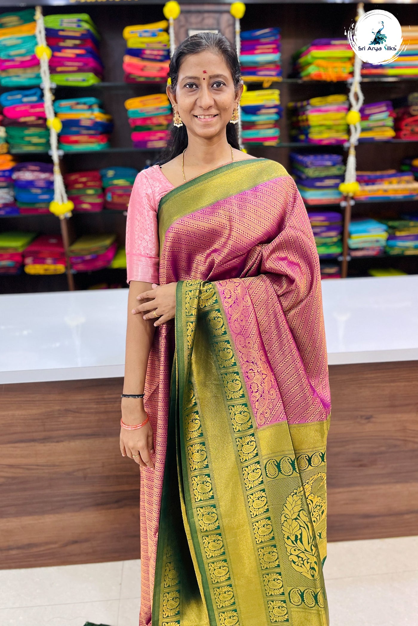 Dark Plum Semi Banarasi Saree With Jacquard Pattern