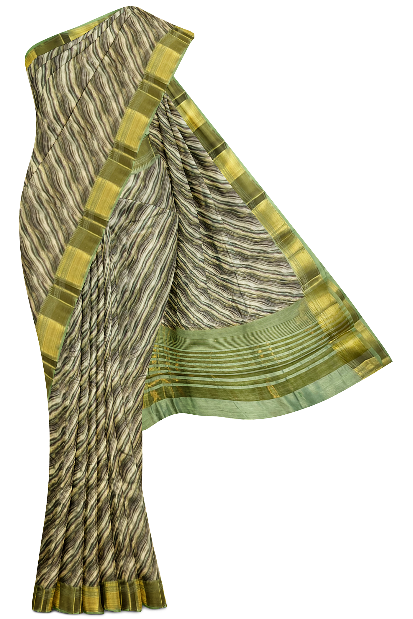 Light Green Office Wear Saree With Floral Pattern