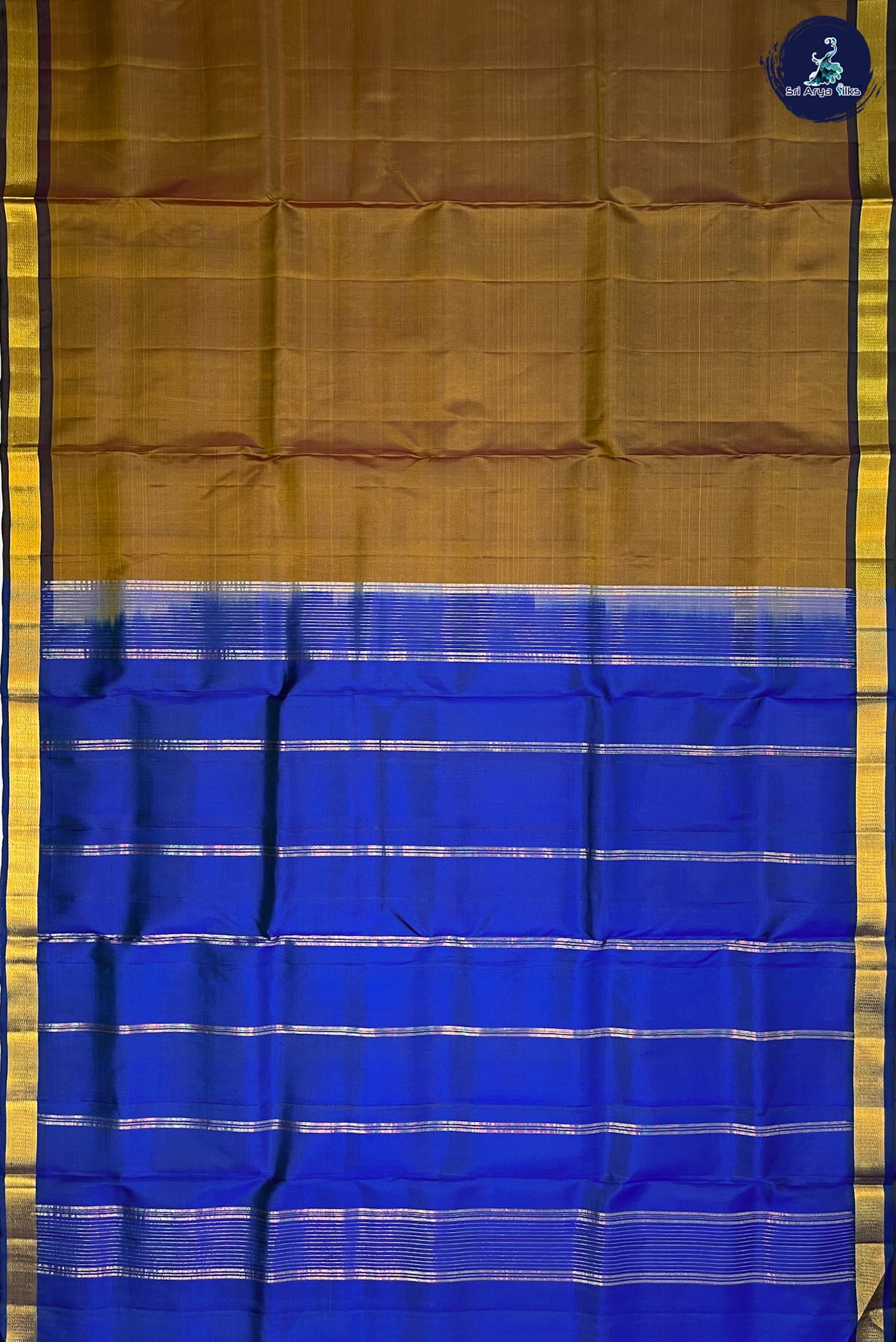 Light Brown Madisar 10 Yards Silk Saree With Plain Pattern