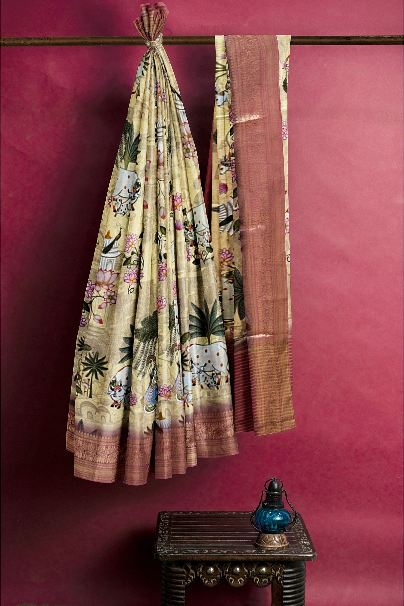 Peach and Baby pink Semi Dola saree