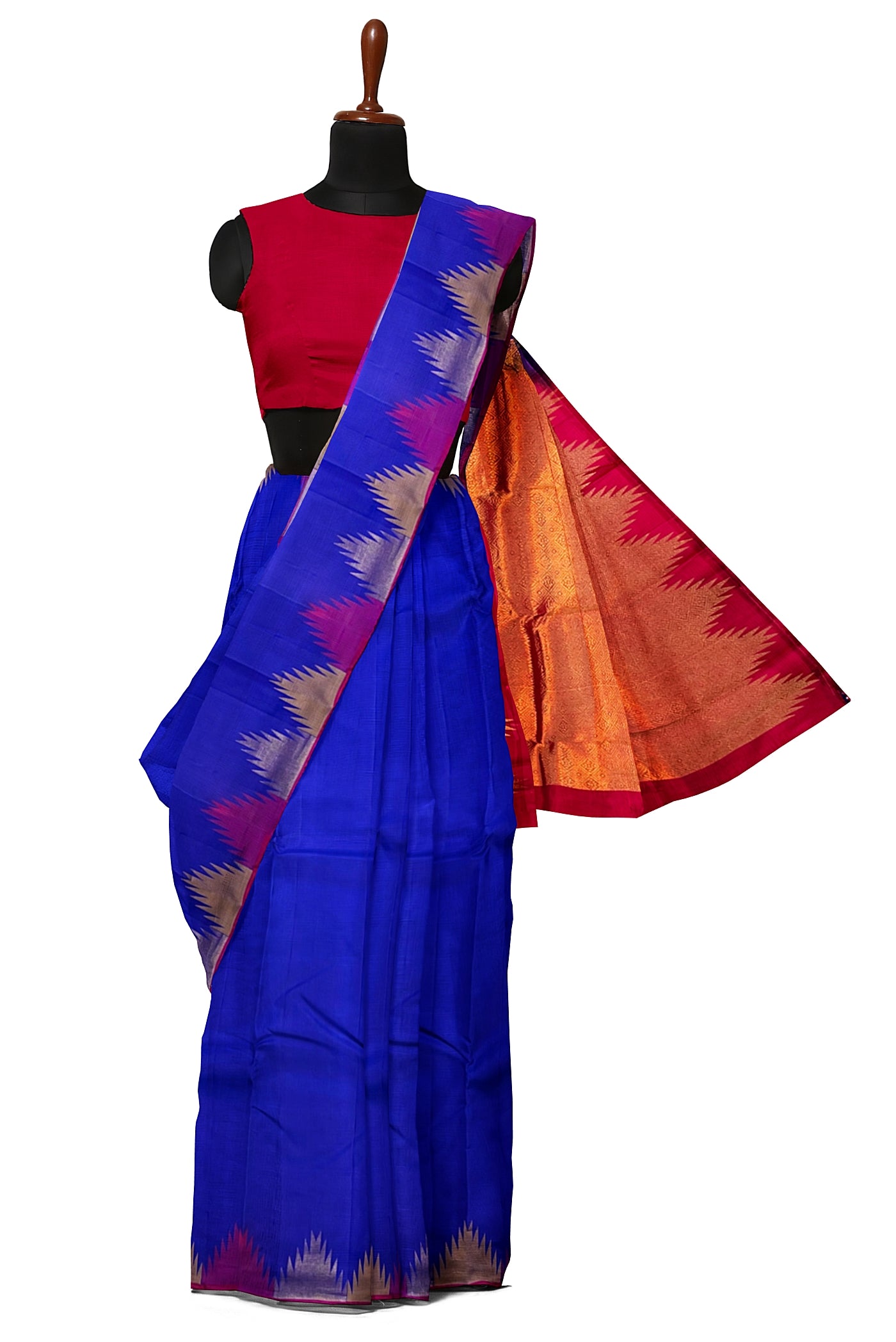 MS Blue Light Weight Silk Saree With Plain Pattern