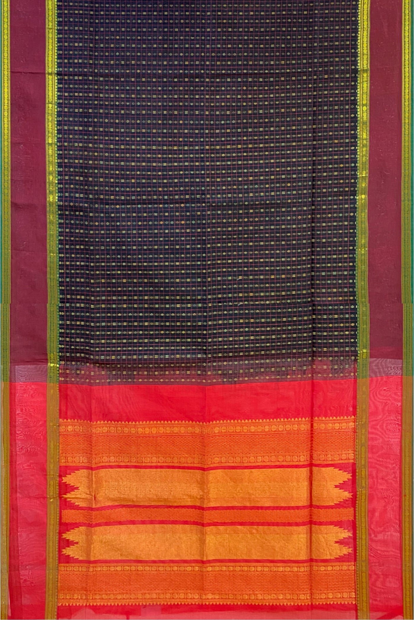 Black Silk Cotton Saree With Meenakari Work Pattern