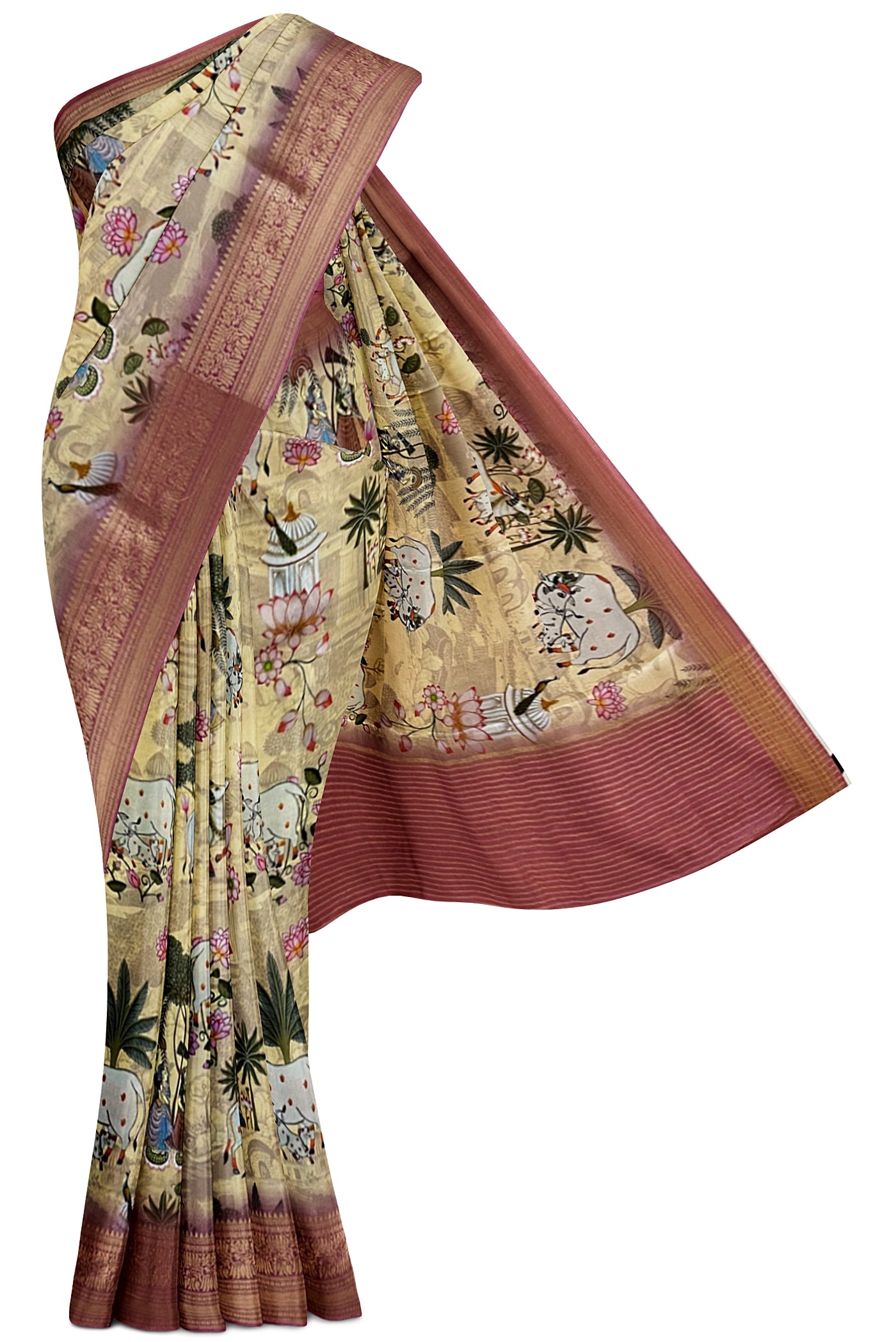 Peach and Baby pink Semi Dola saree