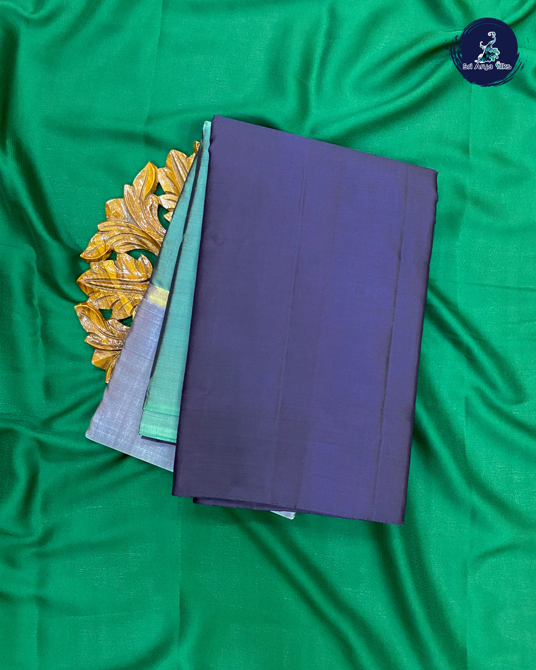 Elephant Grey and Green Mubbagam Kanchipuram Silk saree
