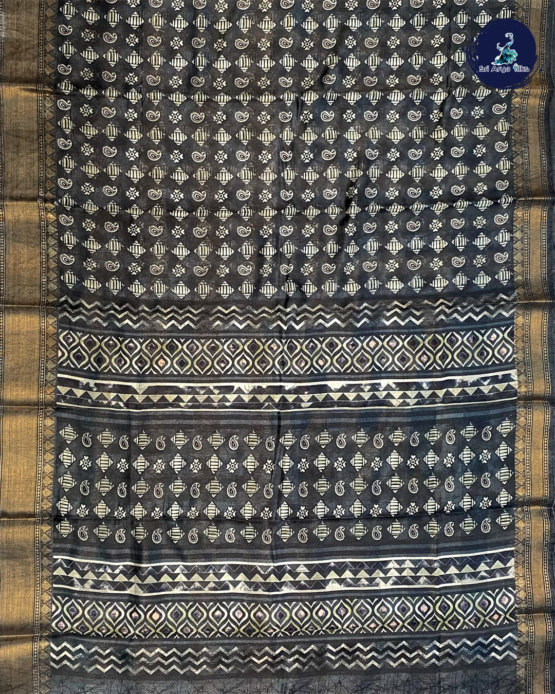 Elephant Grey Semi Kota Chanderi Saree
