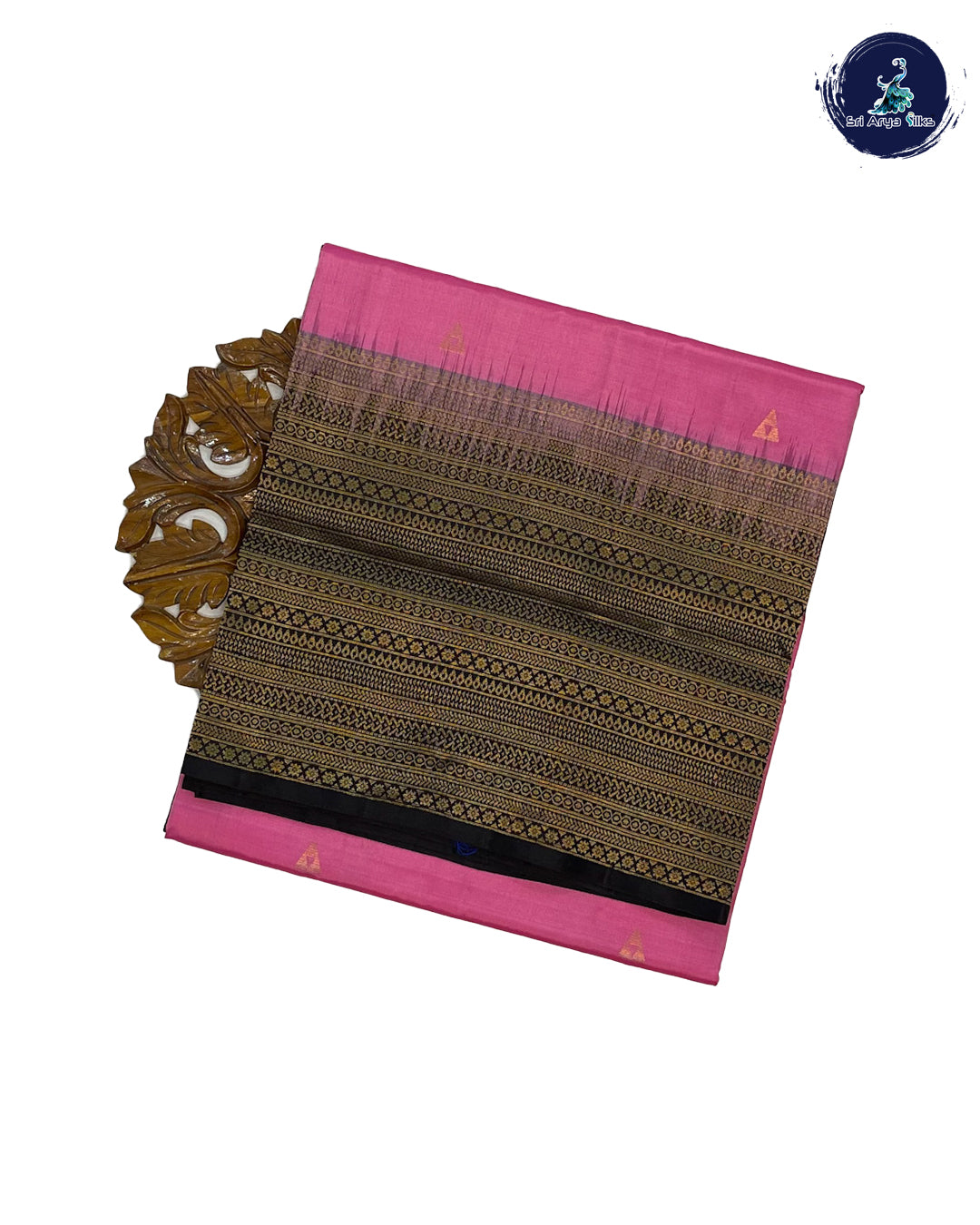 Rose Pink and Brown Pure Handloom Soft Silk Saree