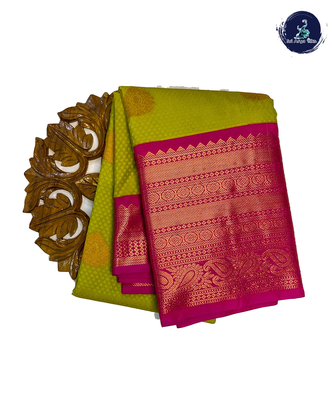 Semi Kanchipuram Silk Saree Green and Pink
