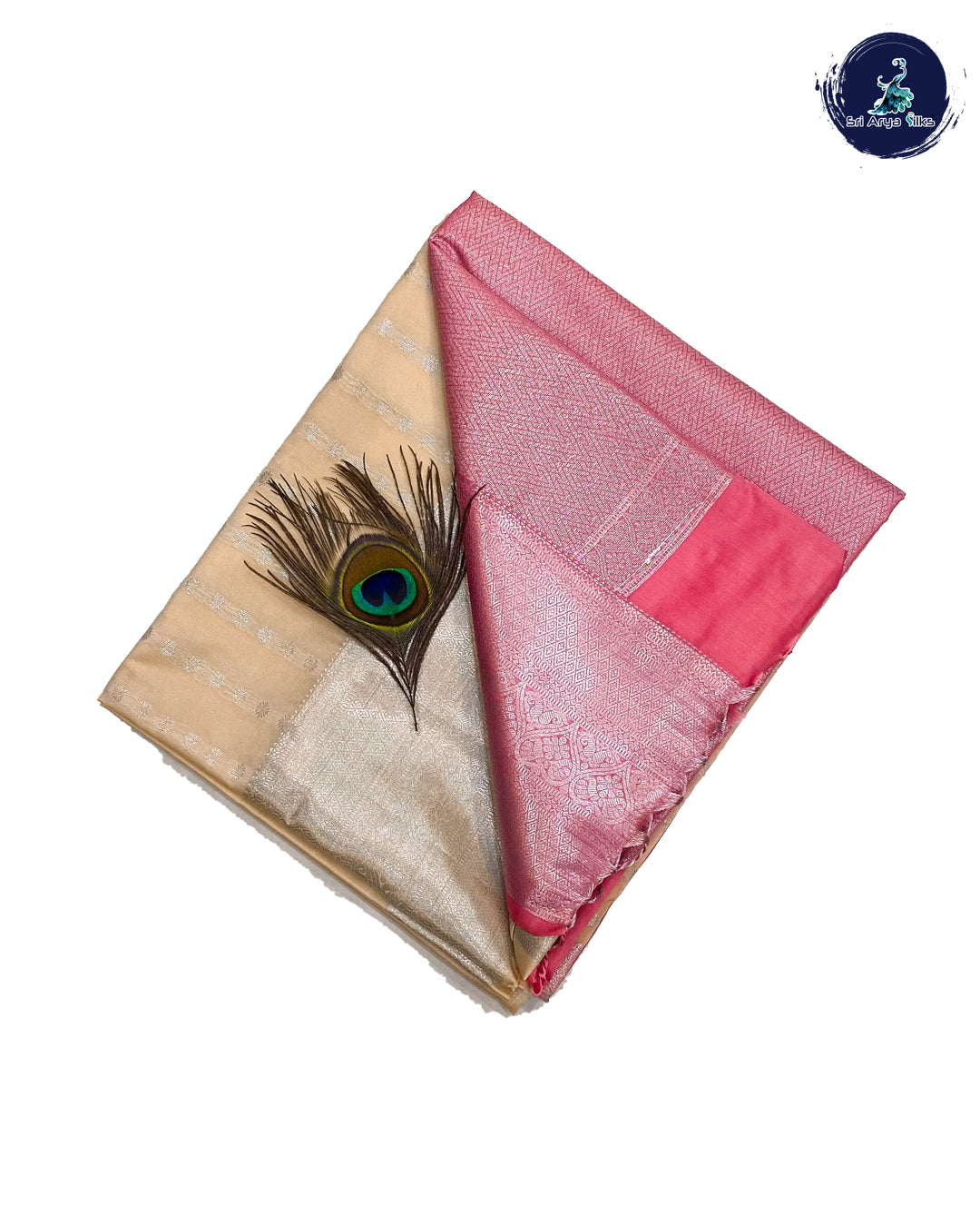 Cream and Baby Pink - Semi Soft Silk Saree