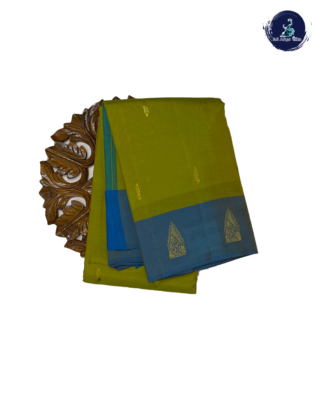 Green and Copper Sulphate Blue Pure Kanchipuram Silk Saree