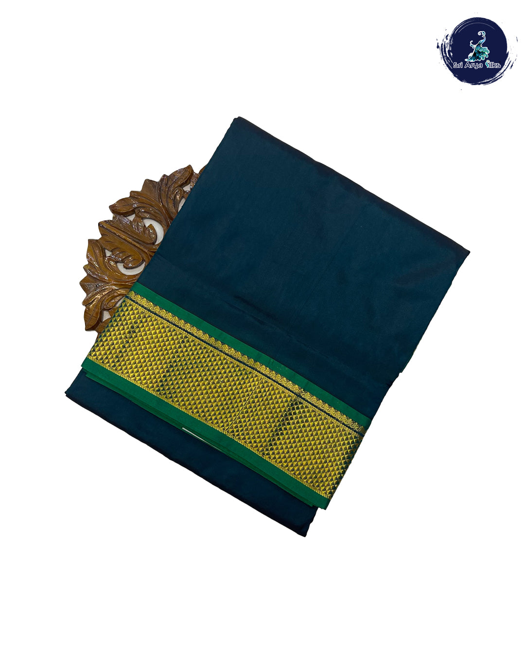 Peacock Blue Dual Shade 10 Yards Half Pure Kanchipuram Silk Saree