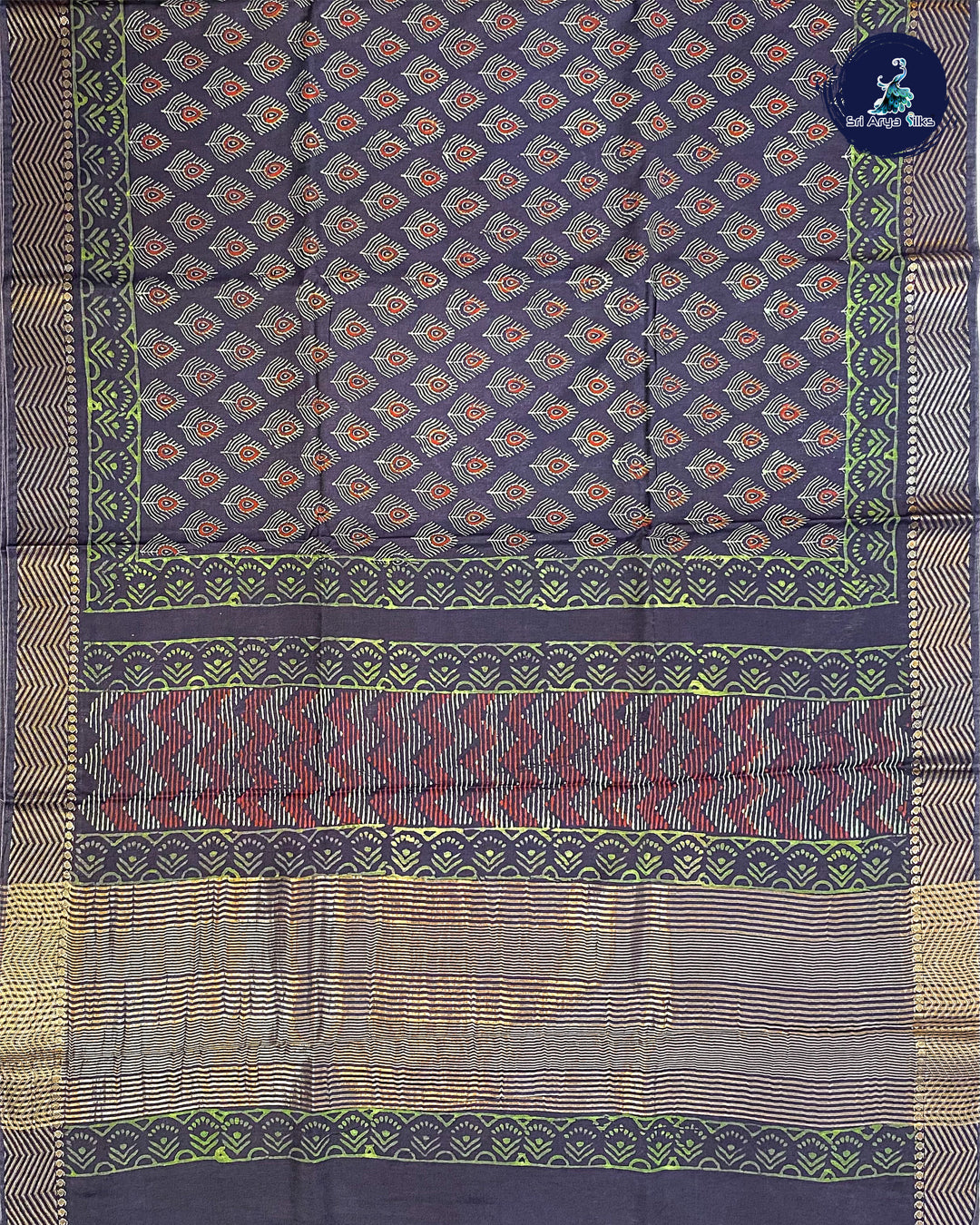 Blue Single Tone Pure Cotton Saree