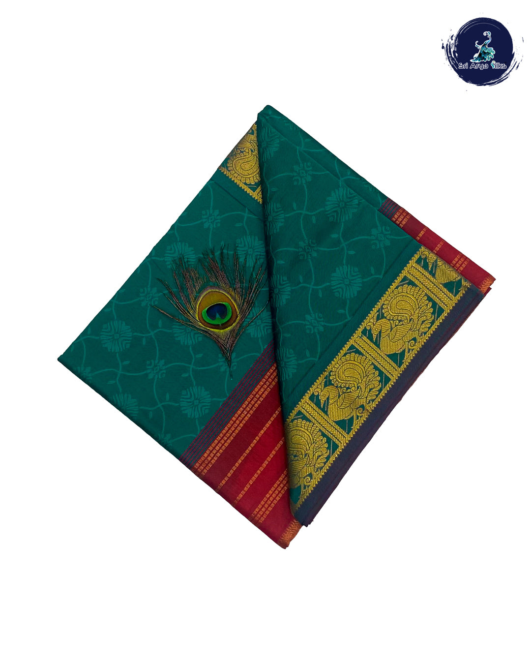 Green and Maroon Semi Silk Cotton Saree